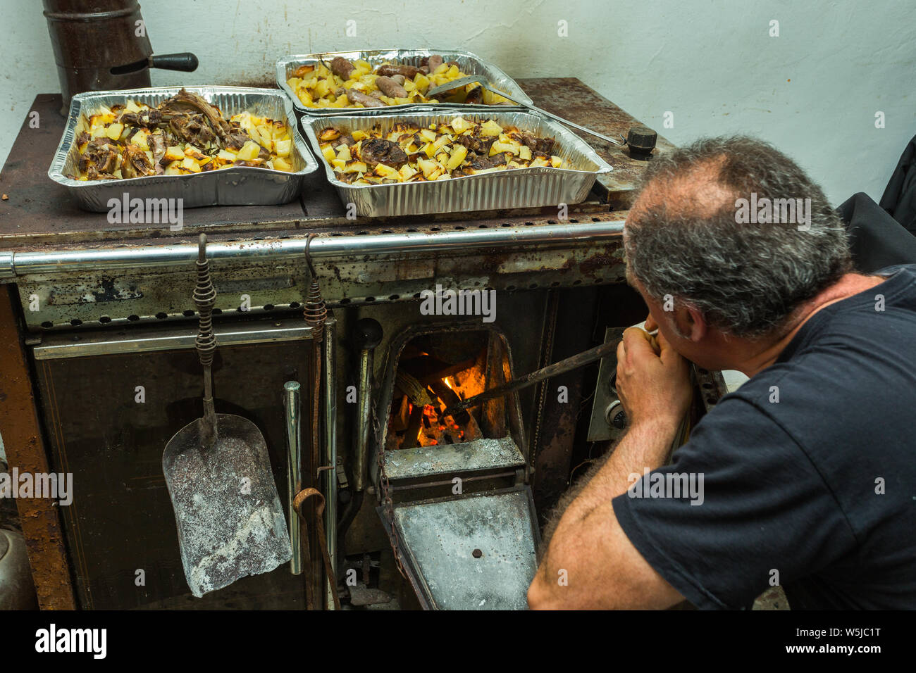 preparation of Panarda. A great banquet that lasts all night Stock Photo