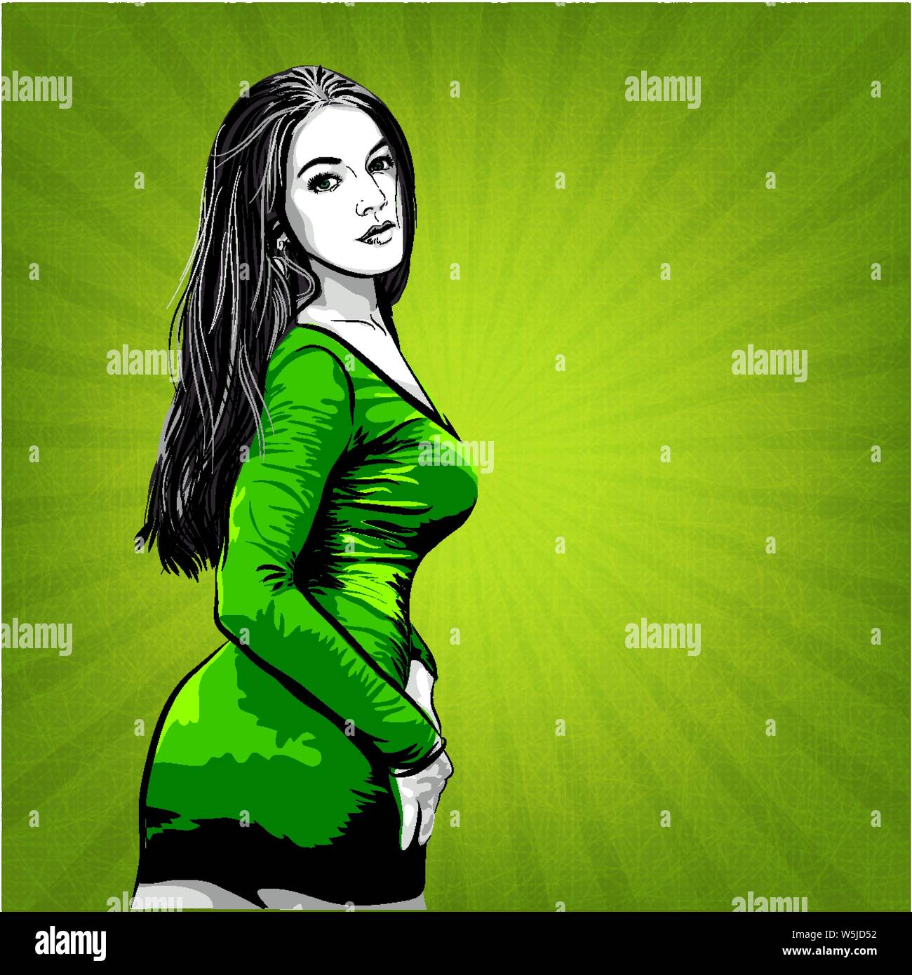 Vector pop art pin up illustration of a sexy girl in a seductive dress in  an inviting pose. A great advertising poster for a nightclub, sales,  invitat Stock Vector Image & Art 