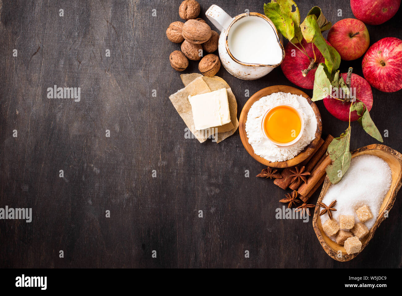 Ingredients for cooking apple pie Stock Photo