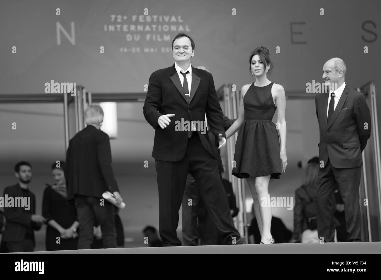 CANNES, FRANCE - MAY 18: Quentin Tarantino, Daniella Pick and Thierry Fremaux attend The Wild Goose Lake screening during the 72nd Cannes Film Festiva Stock Photo
