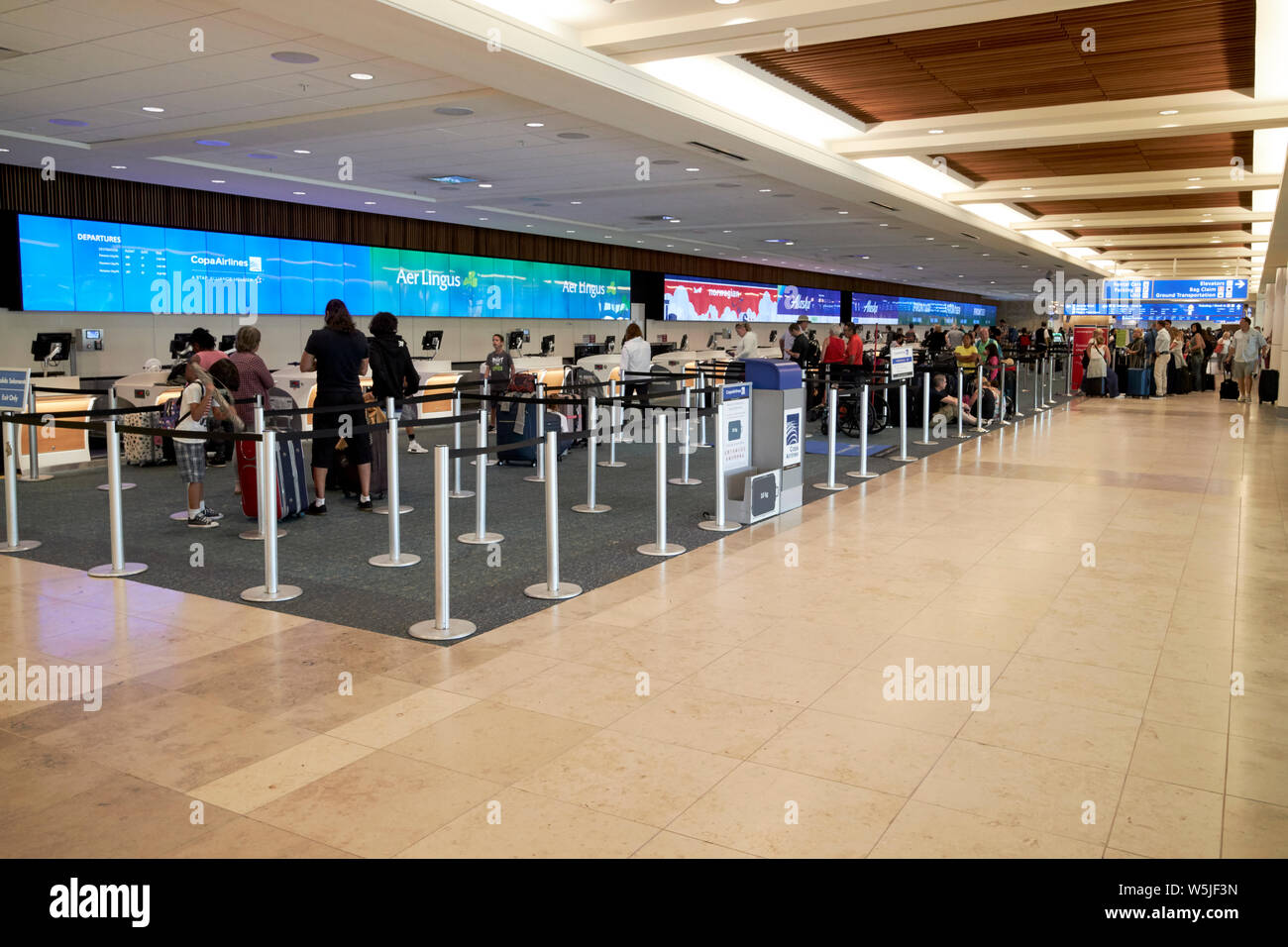 check in desks in terminal A of Orlando International airport MCO terminal florida usa united states of america Stock Photo