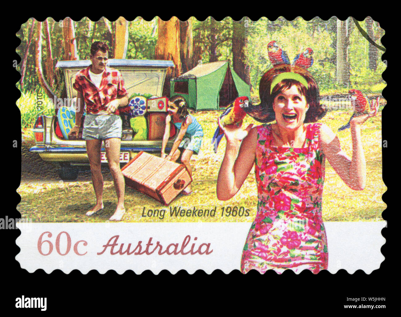 AUSTRALIA - CIRCA 2010: A stamp printed in Australia shows long weekend 1960s, circa 2010 Stock Photo