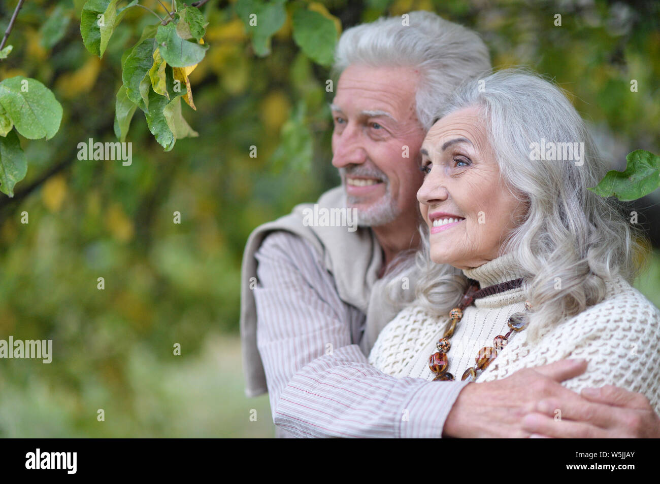 Portrait of beautiful senior couple in the park Stock Photo - Alamy