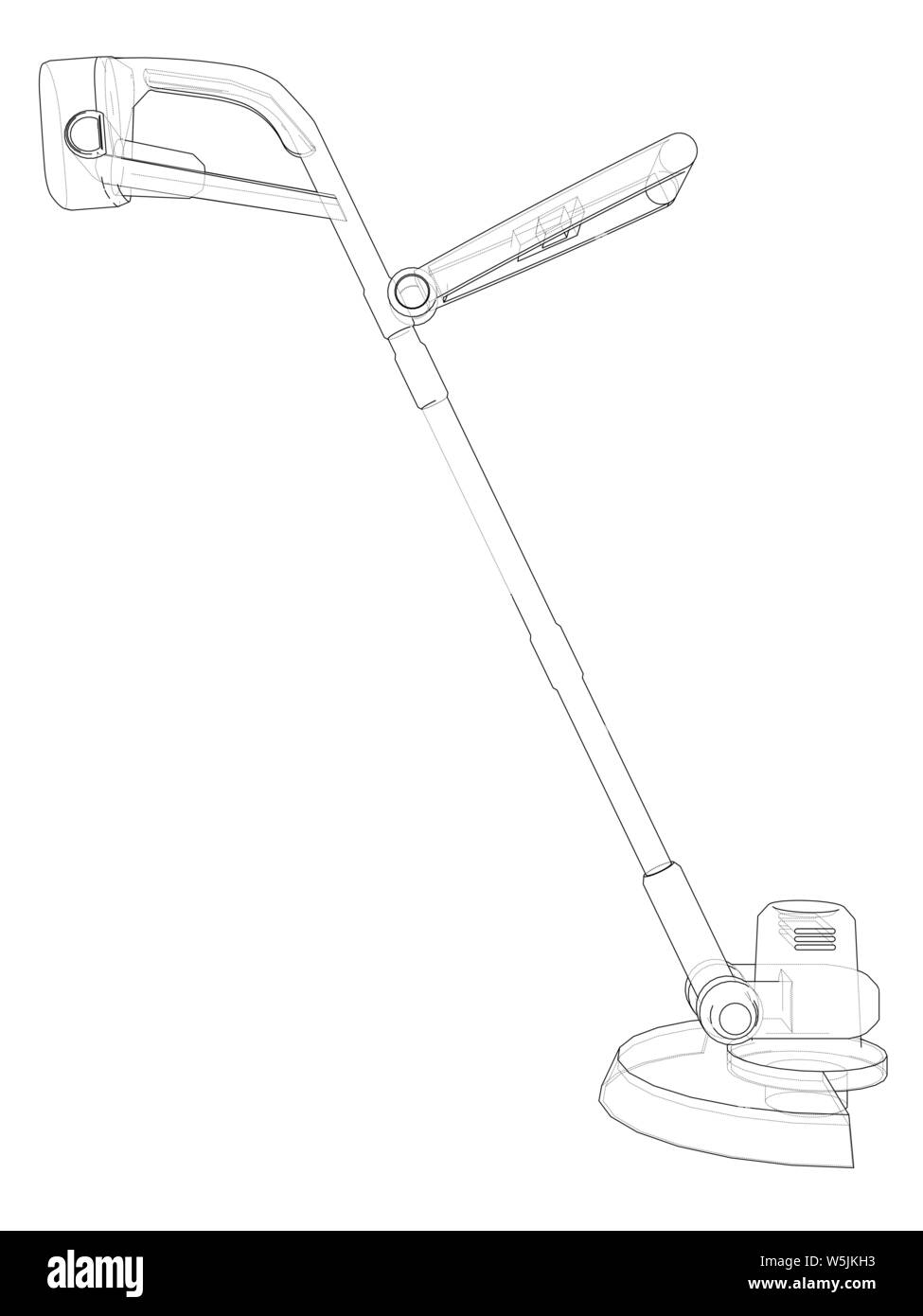 Outline trimmer grass cutter. Vector rendering of 3d. Wireframe style