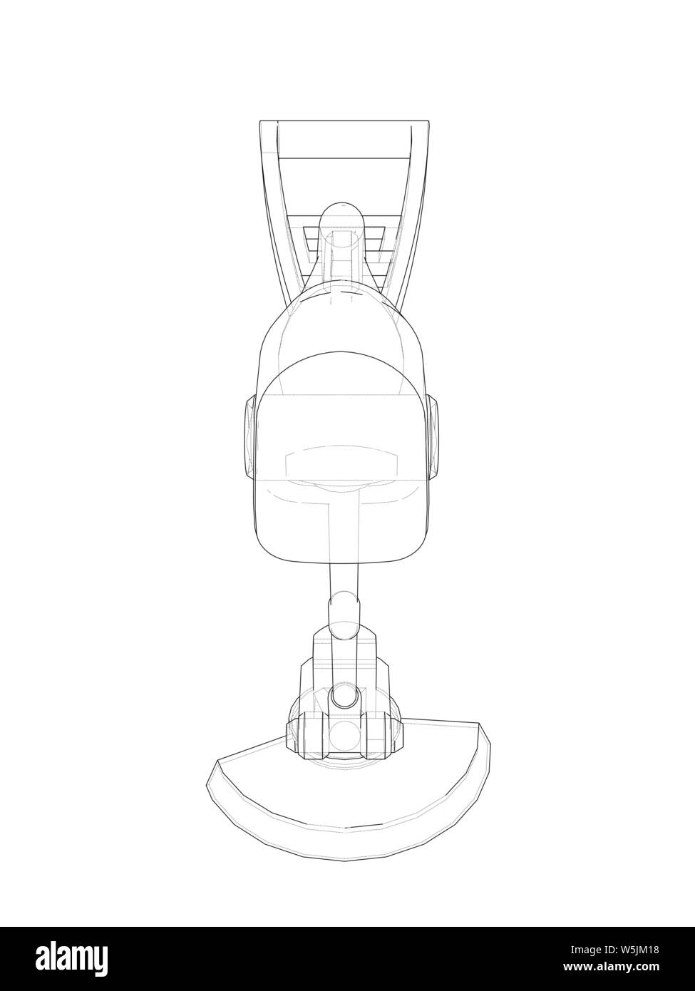 Outline trimmer grass cutter. Vector rendering of 3d. Wireframe style