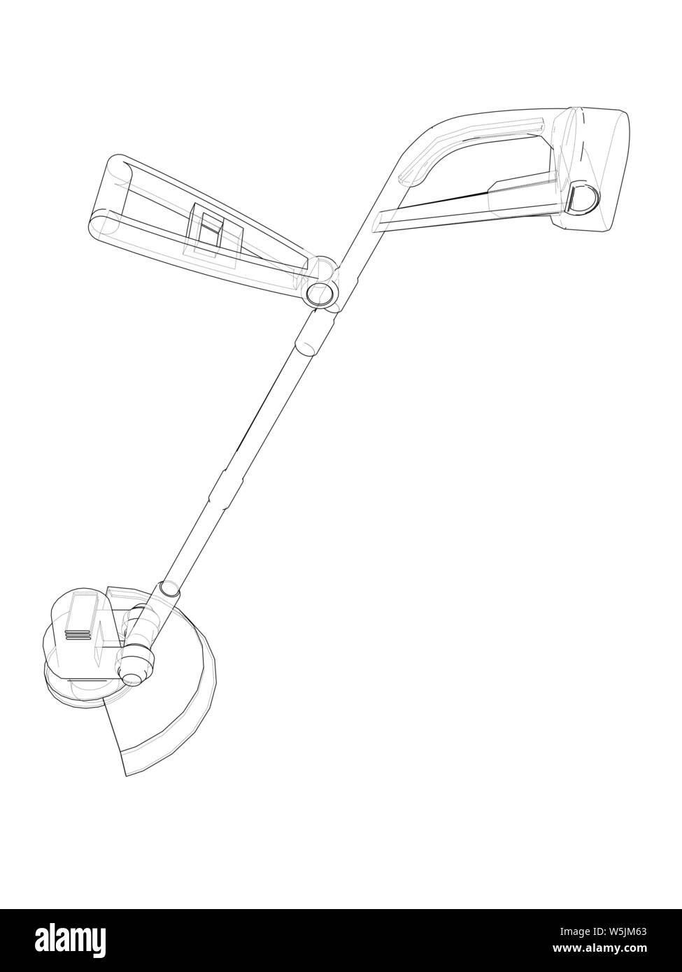 Outline trimmer grass cutter. Vector rendering of 3d. Wireframe style