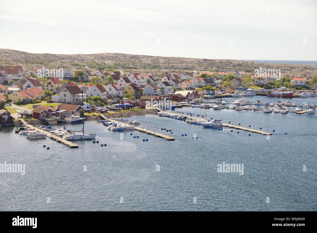 Small coastal village in Scandinavia during summer, Kungshamn- Sweden Stock Photo