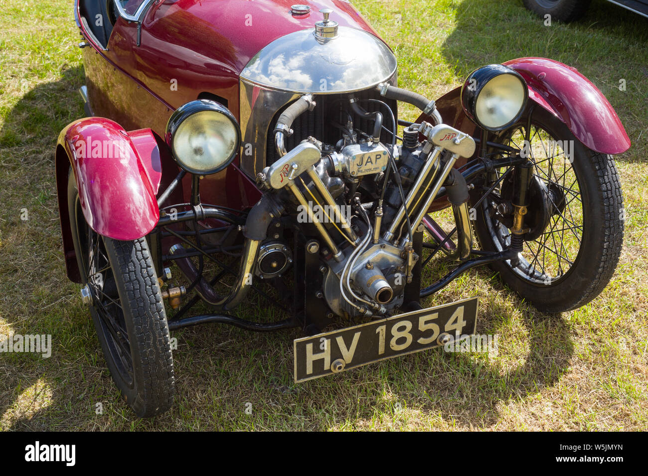The VTwin J.A.P. engine on an early classic 3 wheeler open top