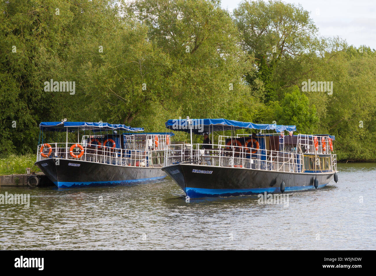 Two Salters Steamers, 'Wargrave' and 'Goring' on the River Isis in Oxford Stock Photo