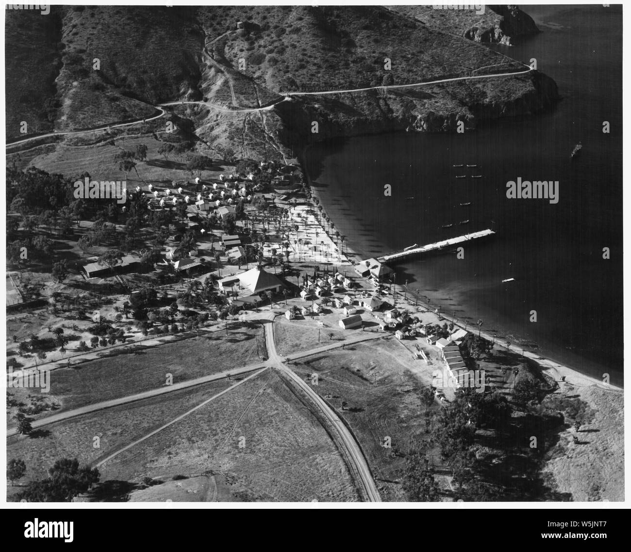 [Aerial view of structures comprising Naval/Coast Guard base at the