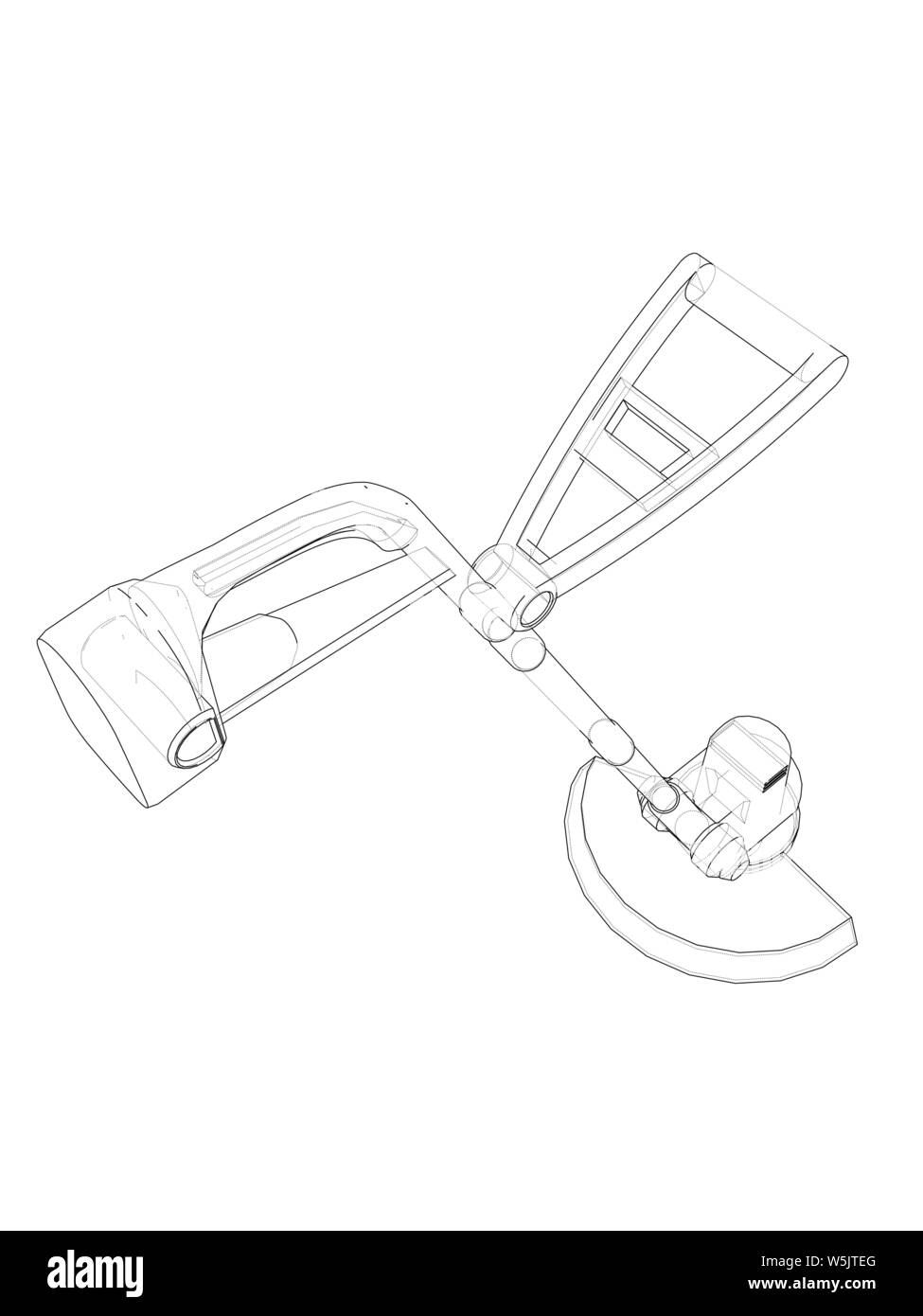 Outline trimmer grass cutter. Vector rendering of 3d. Wireframe style