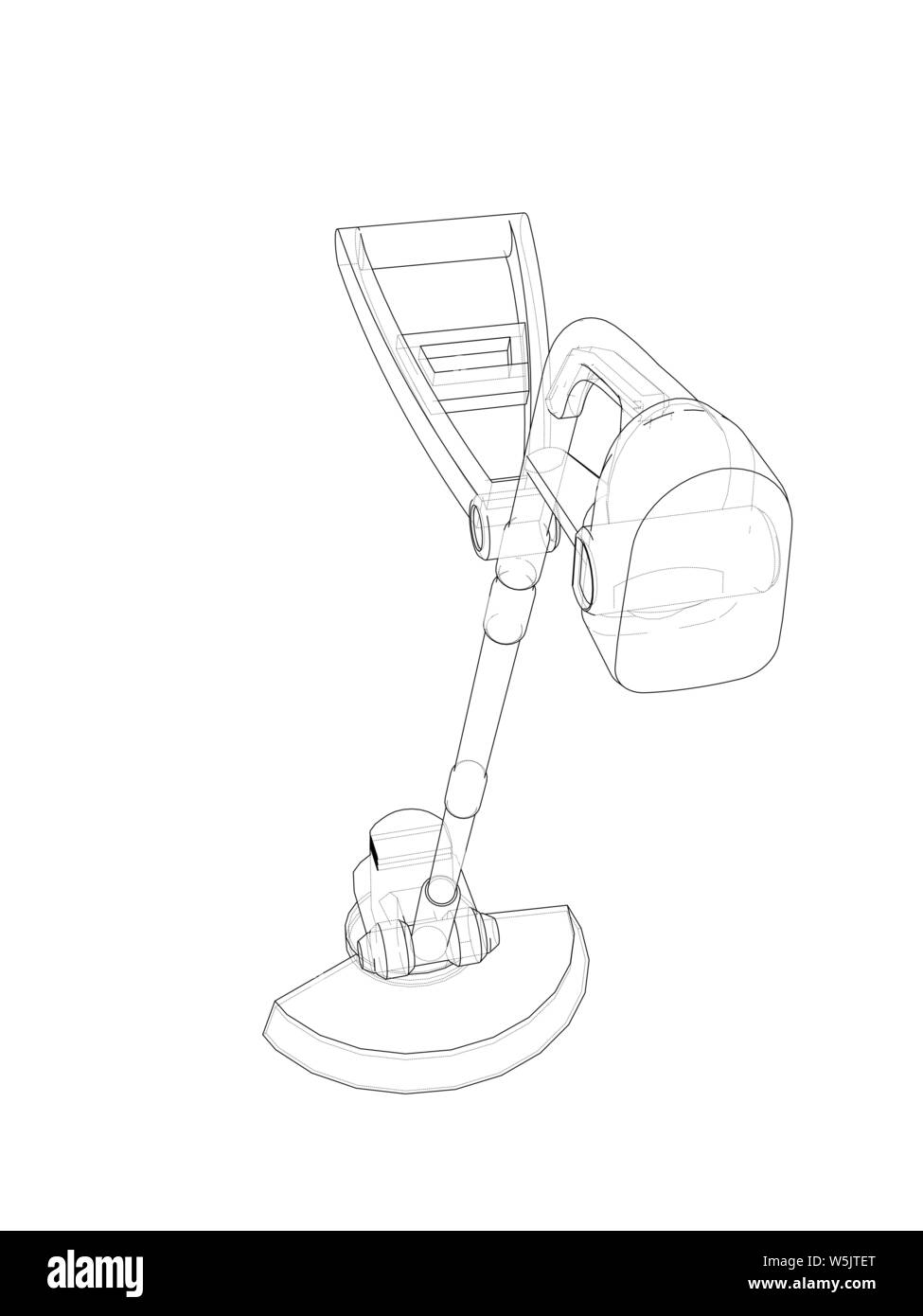 Outline trimmer grass cutter. Vector rendering of 3d. Wireframe style