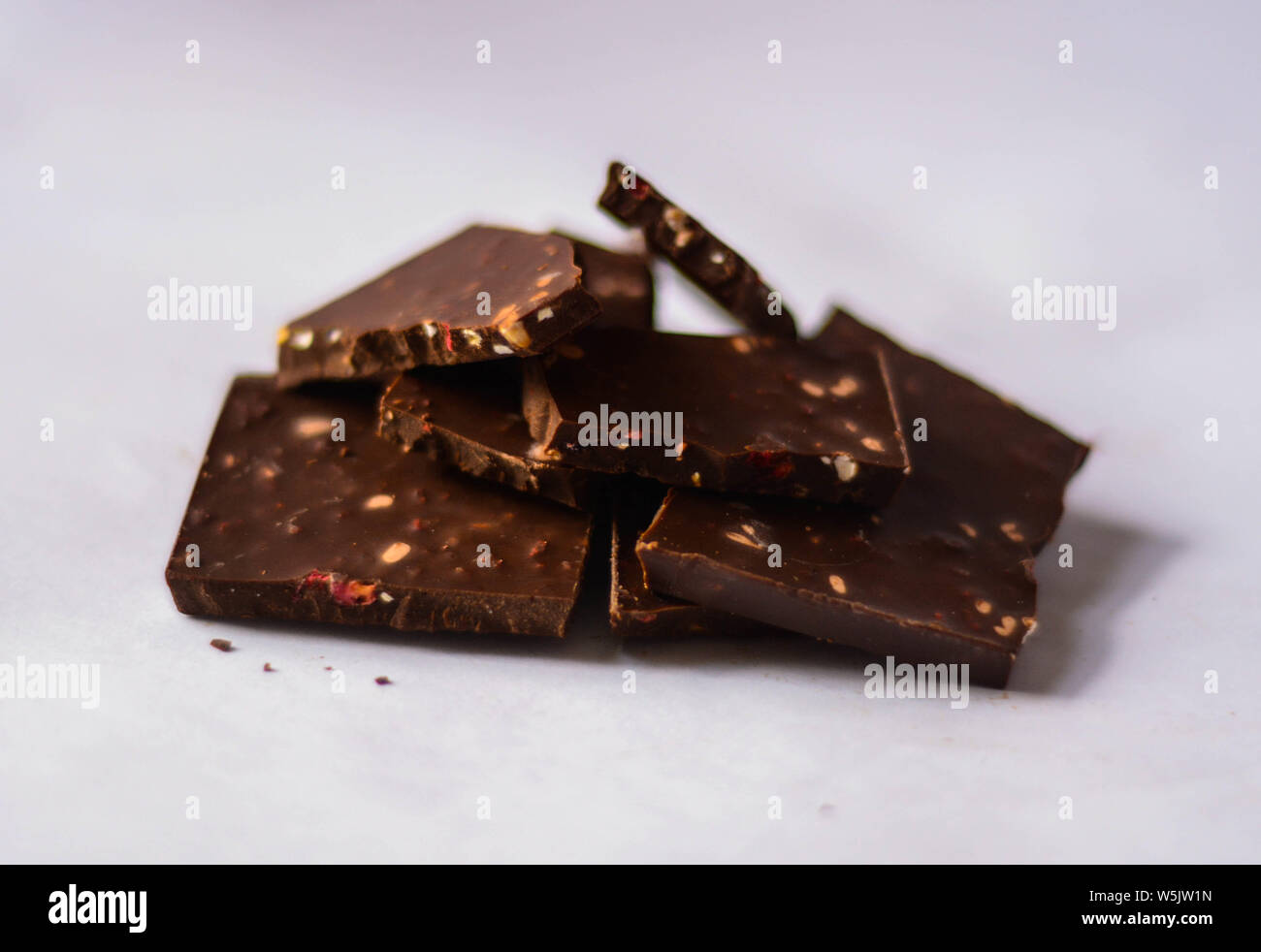 Broken home made chocolate bars Stock Photo