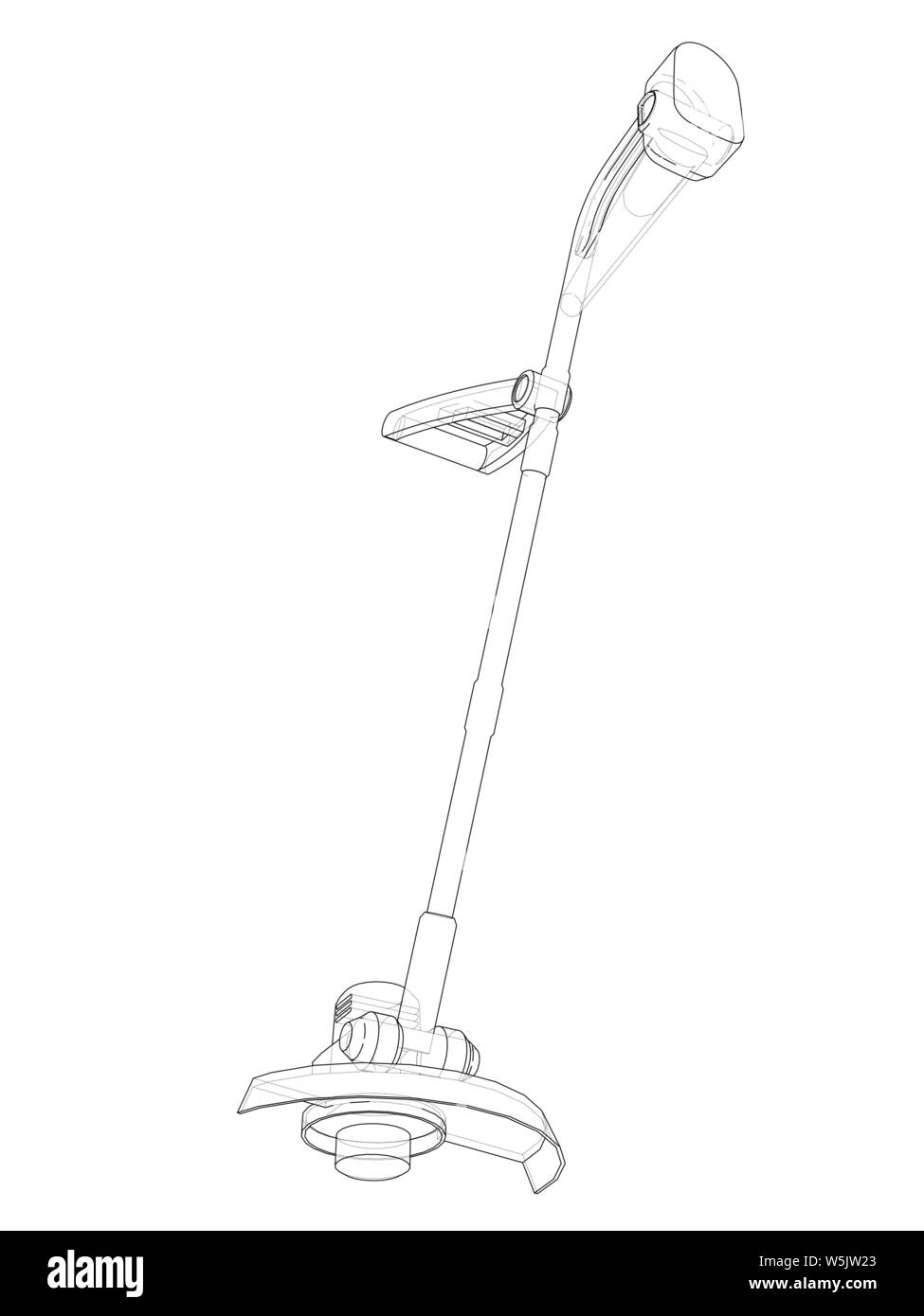 Outline trimmer grass cutter. Vector rendering of 3d. Wireframe style