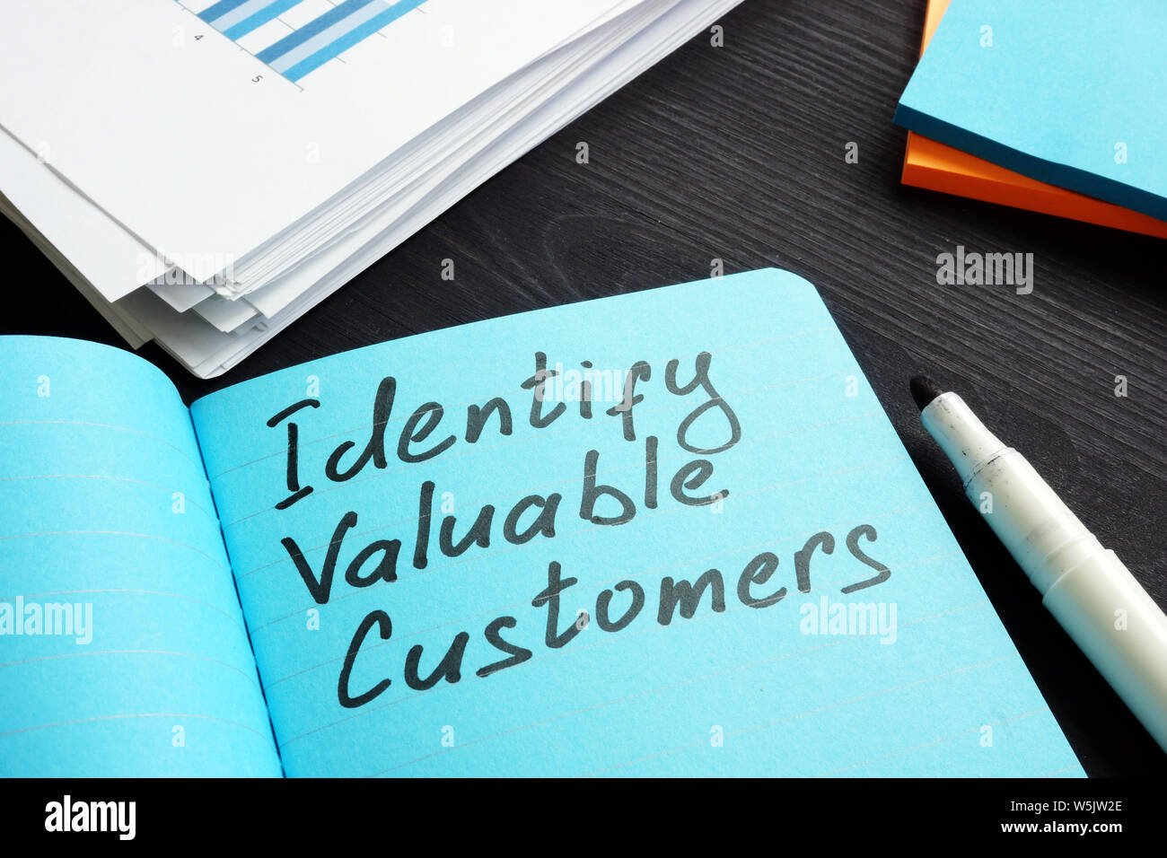 Sign on a page Identify valuable customers RFM Segmentation concept. Stock Photo