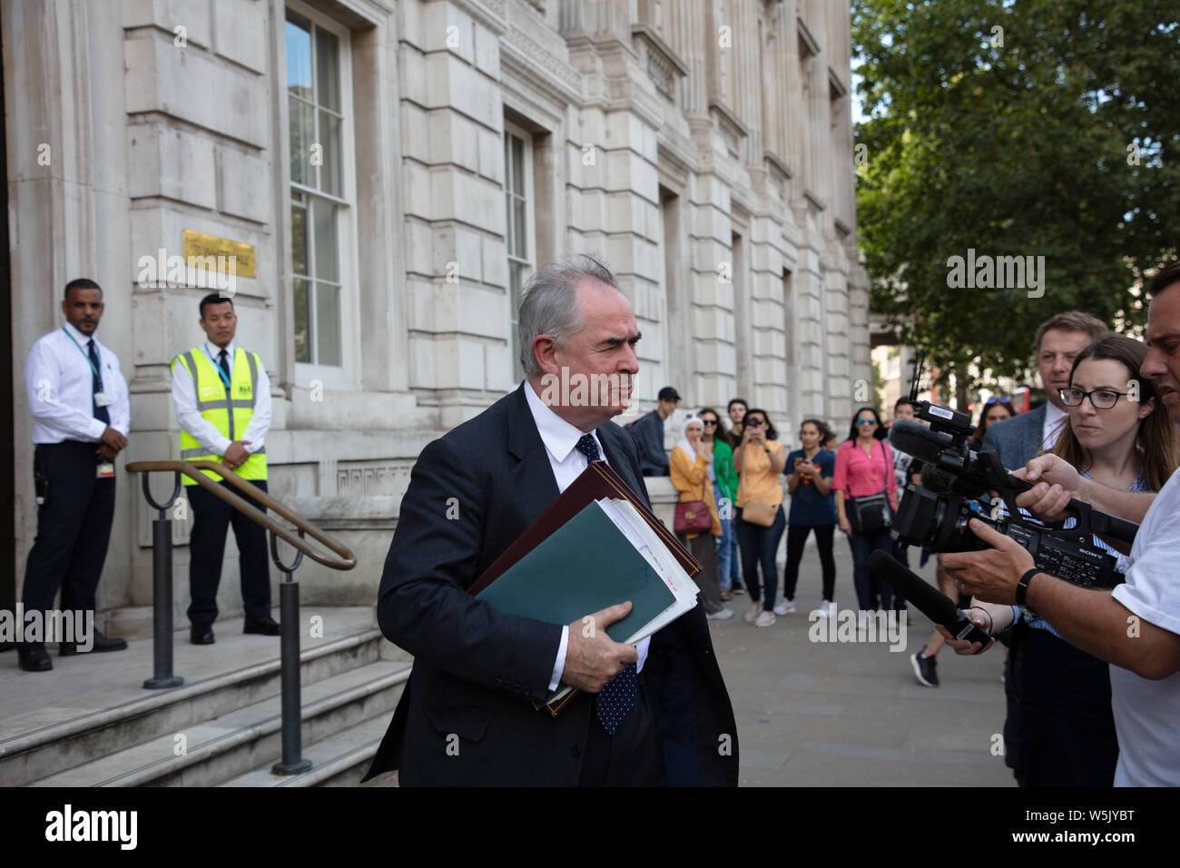 London, UK. 29th July, 2019. Attorney General and member of the Brexit 'War Cabinet', Geoffrey Cox leaves Cabinet Office in Whitehall this afternoon, after attending a meeting with the Exit Strategy Committee (XS) in Cabinet Office. Credit: Joe Kuis / Alamy News Stock Photo