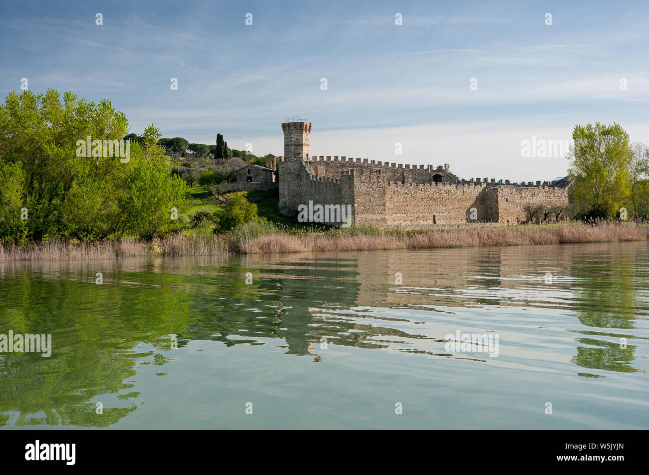 Ancient stronghold castle in Polvese island, Viterbo; Italy Stock Photo