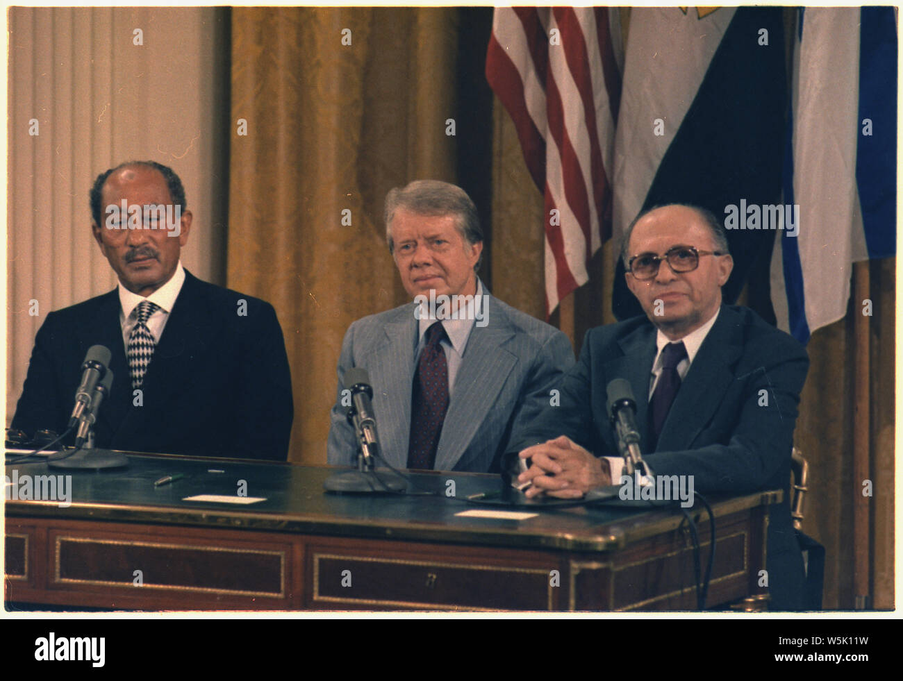 Anwar Sadat, Jimmy Carter and Menahem Begin at the Camp David Accords