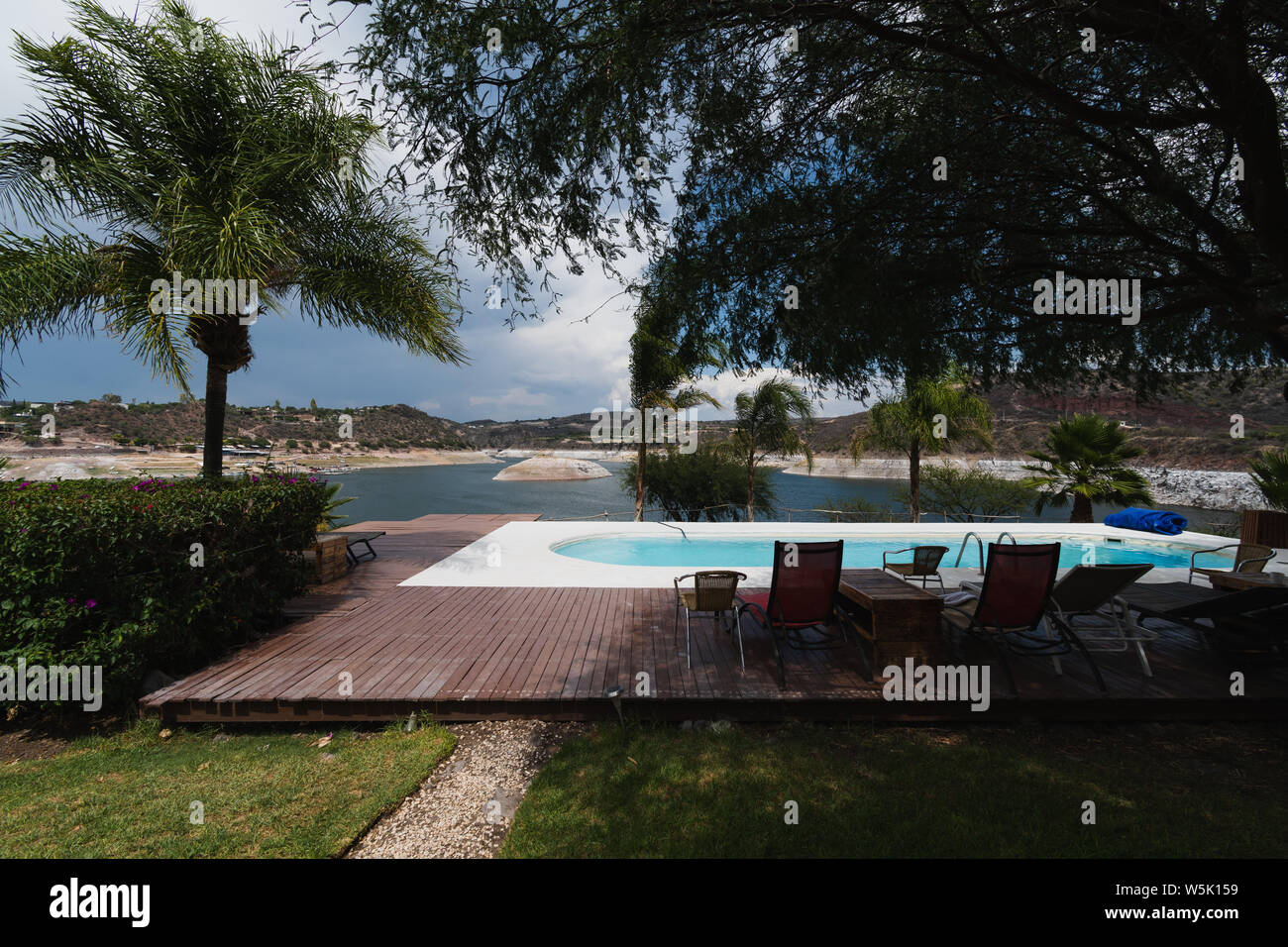 View From Cabins At The Tzibanza Island In Queretaro Mexico Stock