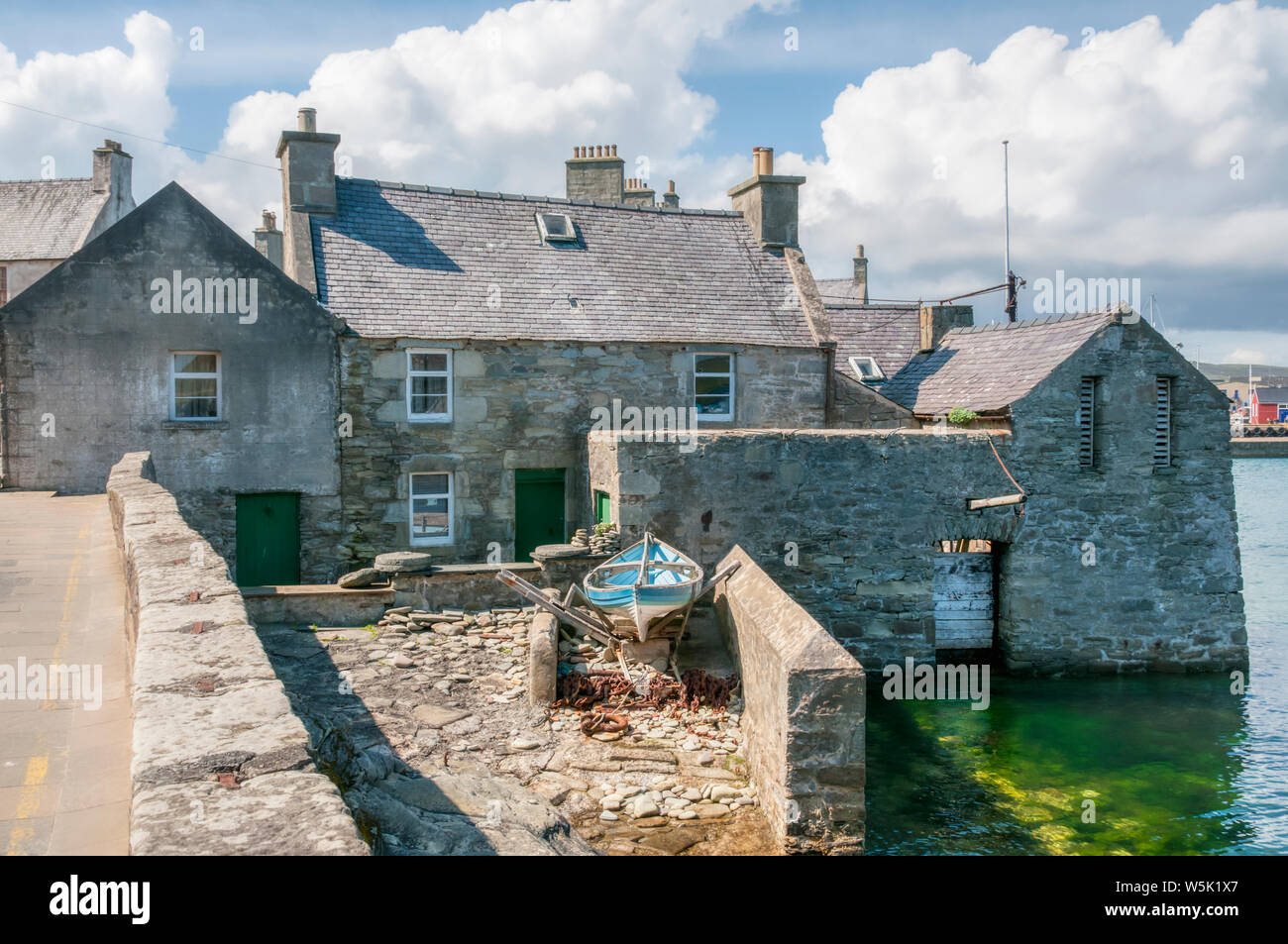 The picturesque lodberry in Lerwick which is the fictional home of the detective Jimmy Perez in the TV series Shetland. Stock Photo