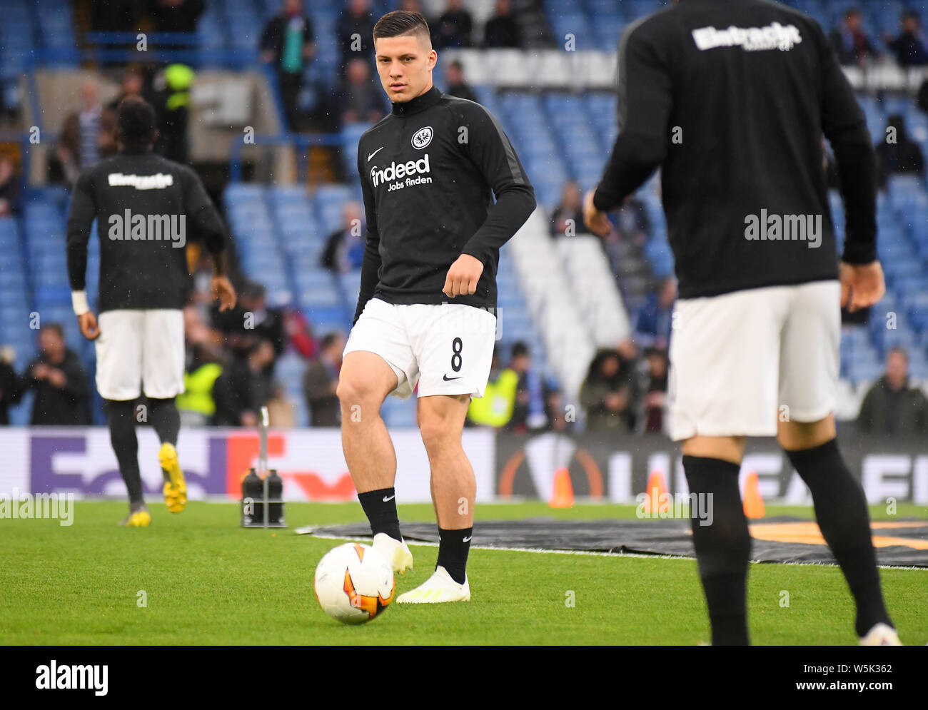 LONDON, ENGLAND - MAY 9, 2019: Luka Jovic of Eintracht pictured prior to the second leg of the 2018/19 UEFA Europa League Semi-Finals game between Chelsea FC (England) and Eintracht Frankfurt e.V. (Germany) at Stamford Bridge. Stock Photo