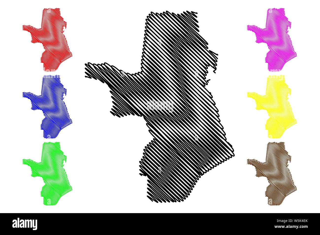 Takeo Province (Kingdom of Cambodia, Kampuchea, Provinces of Cambodia) map vector illustration, scribble sketch Takeo map Stock Vector