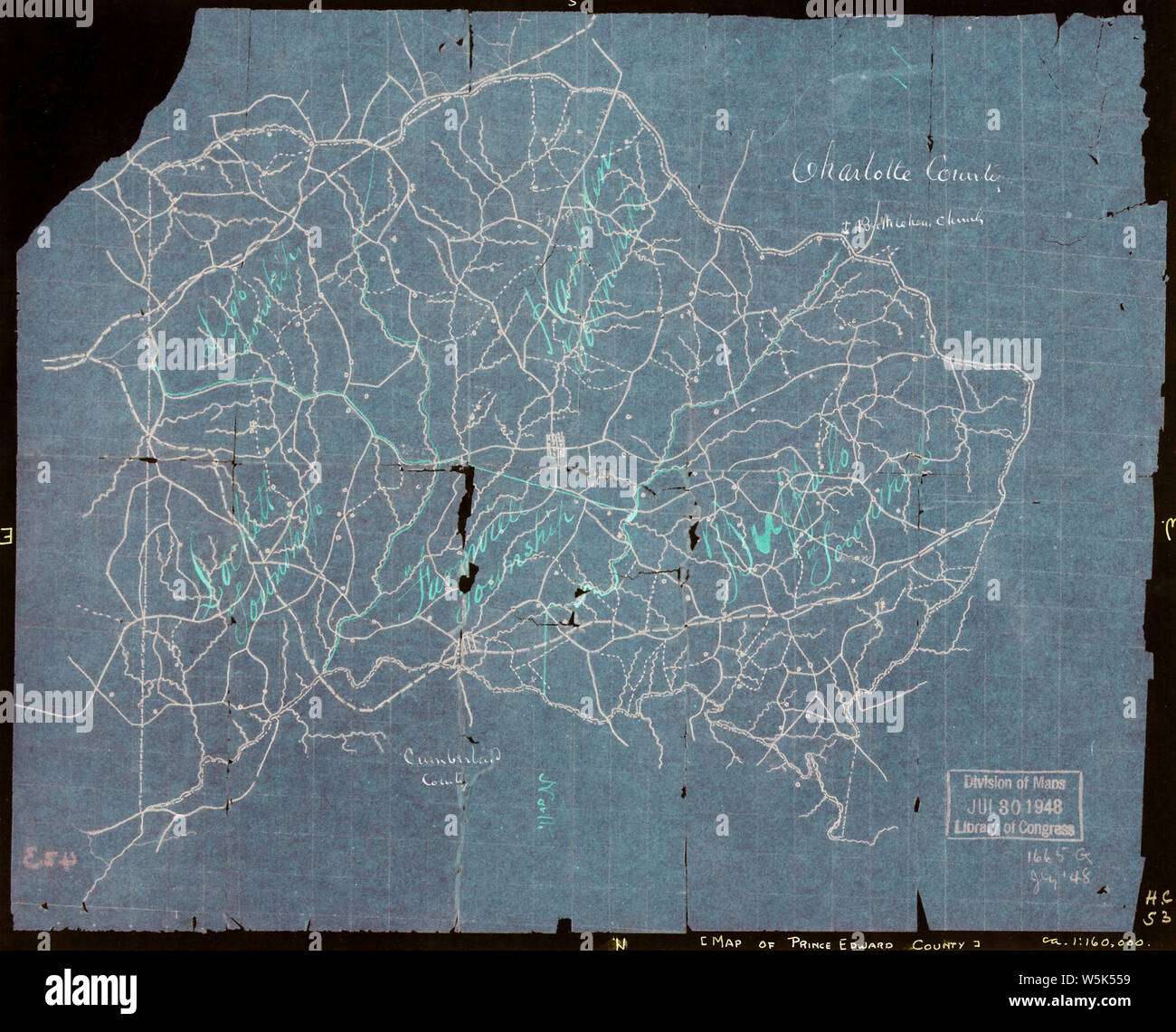 037 Map of Prince Edward County Va Inverted Rebuild and Repair Stock