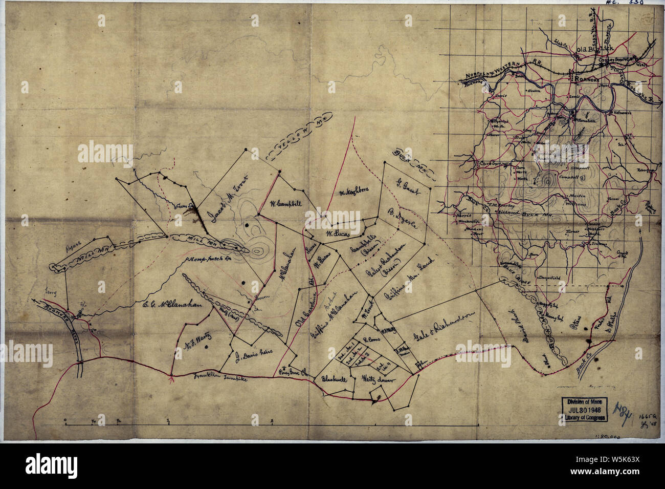 Roanoke map hi-res stock photography and images - Alamy