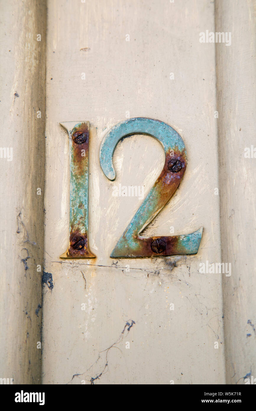 Door Numbers In Metal Reading 12 Stock Photo 261651427 Alamy