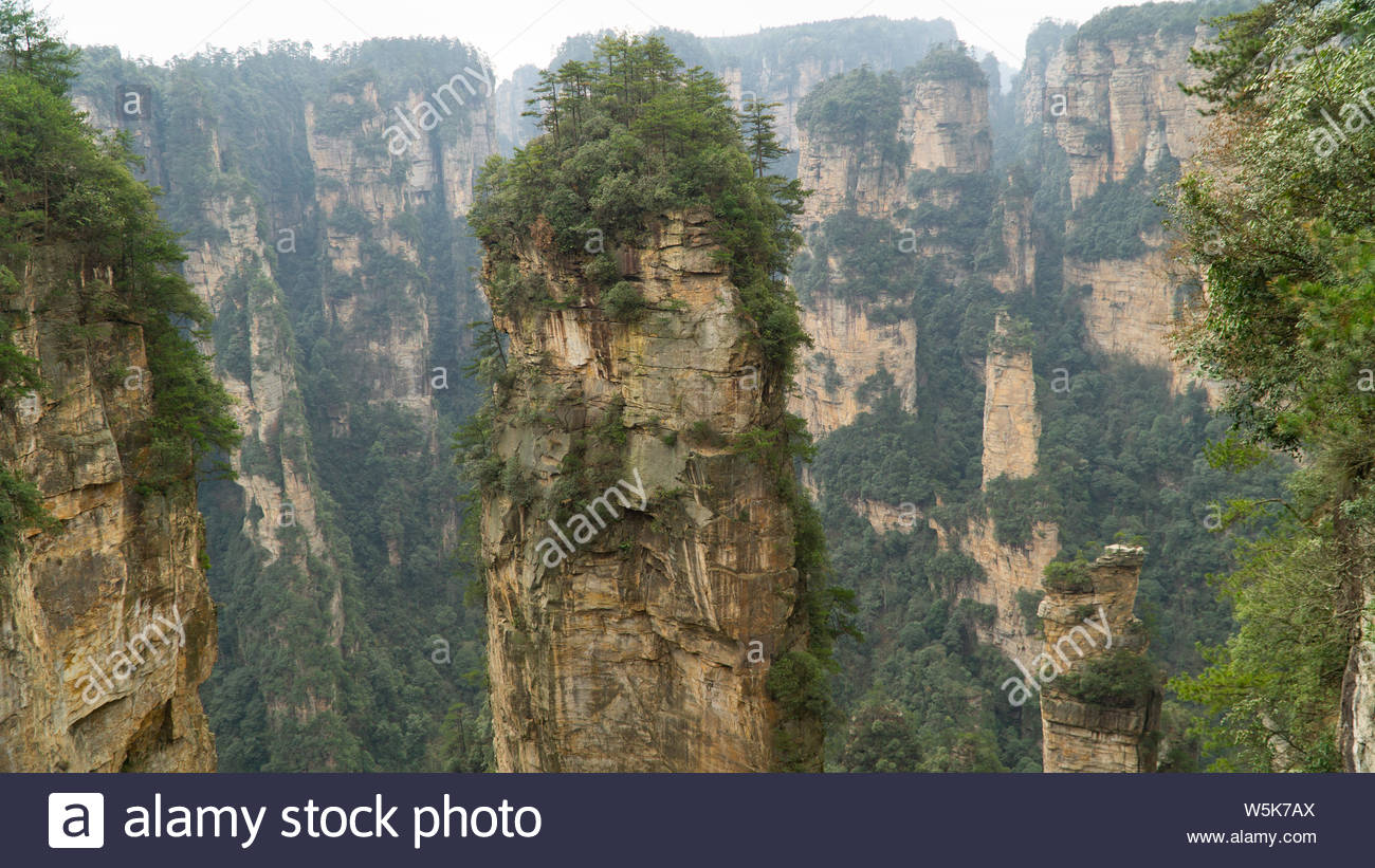 Natural Quartz Sandstone Pillar The Avatar Hallelujah Mountain Located In The Zhangjiajie National Forest Park China Stock Photo Alamy