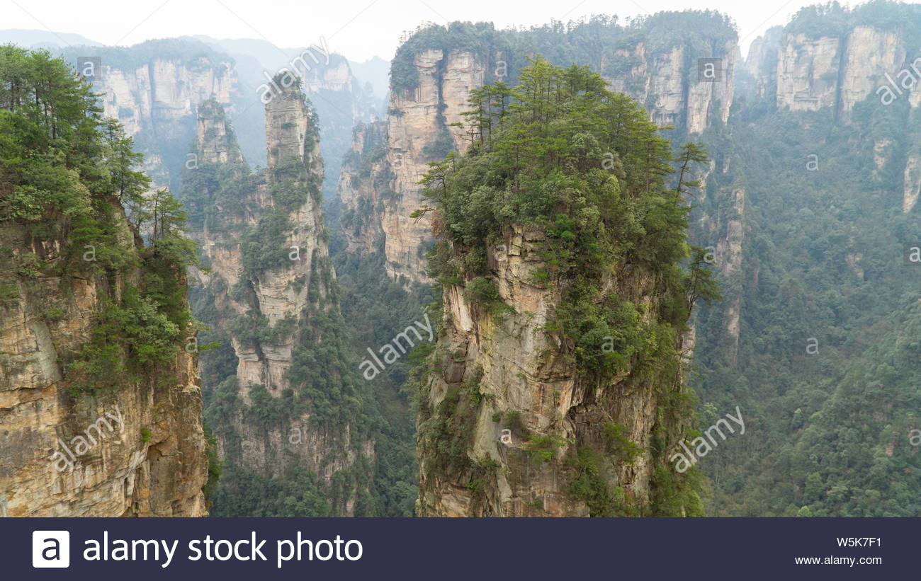 Natural Quartz Sandstone Pillar The Avatar Hallelujah Mountain Located In The Zhangjiajie National Forest Park China Stock Photo Alamy