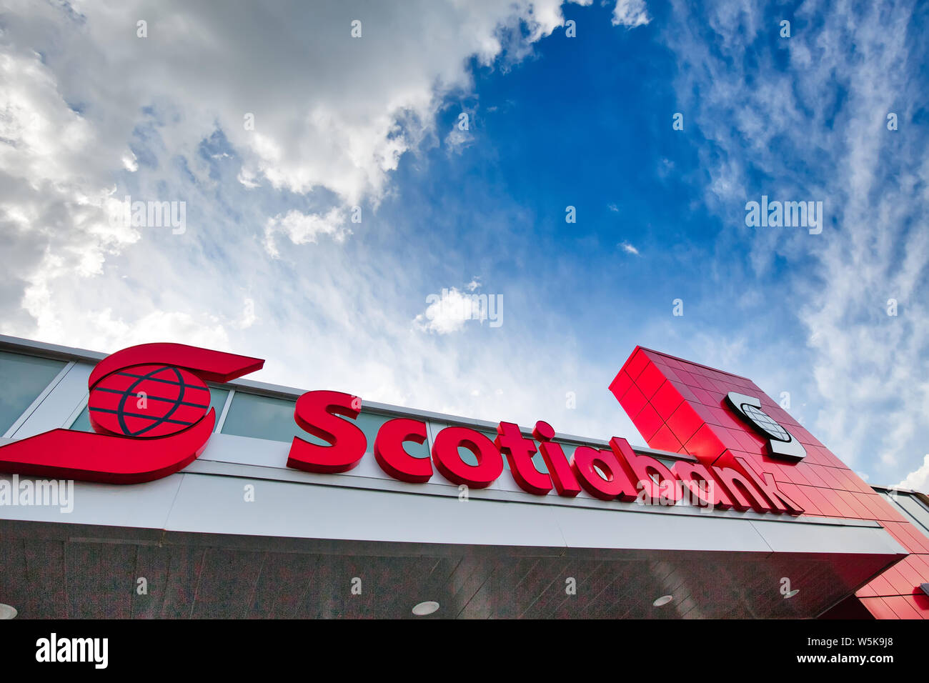 Toronto, Canada-June 19, 2019: Scotia Bank branch located at the shopping plaza Stock Photo