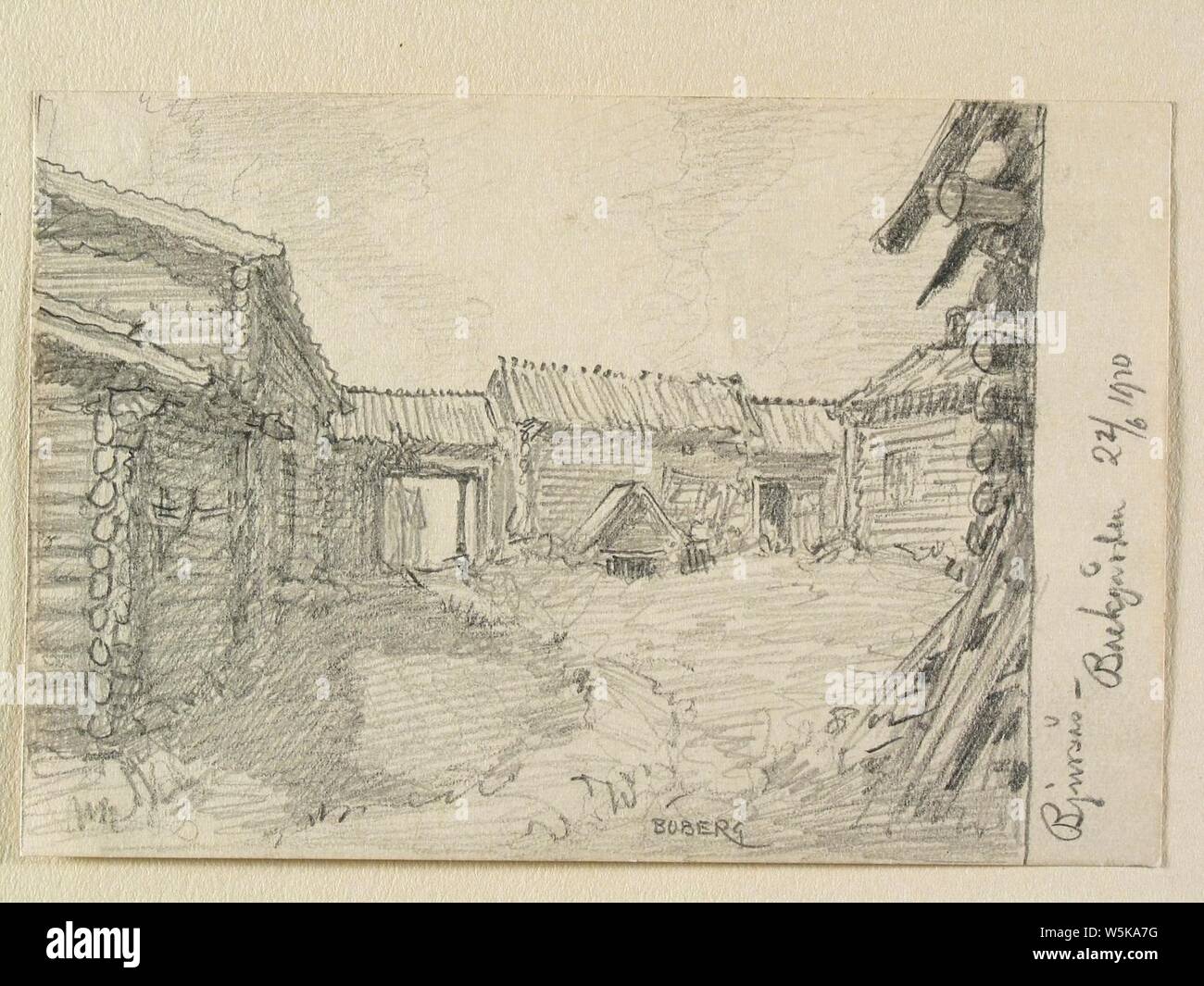 Dalarna, Bjursås sn., Backgården. Teckning av Ferdinand Boberg - Nordiska museet - NMA.0088072. Stock Photo