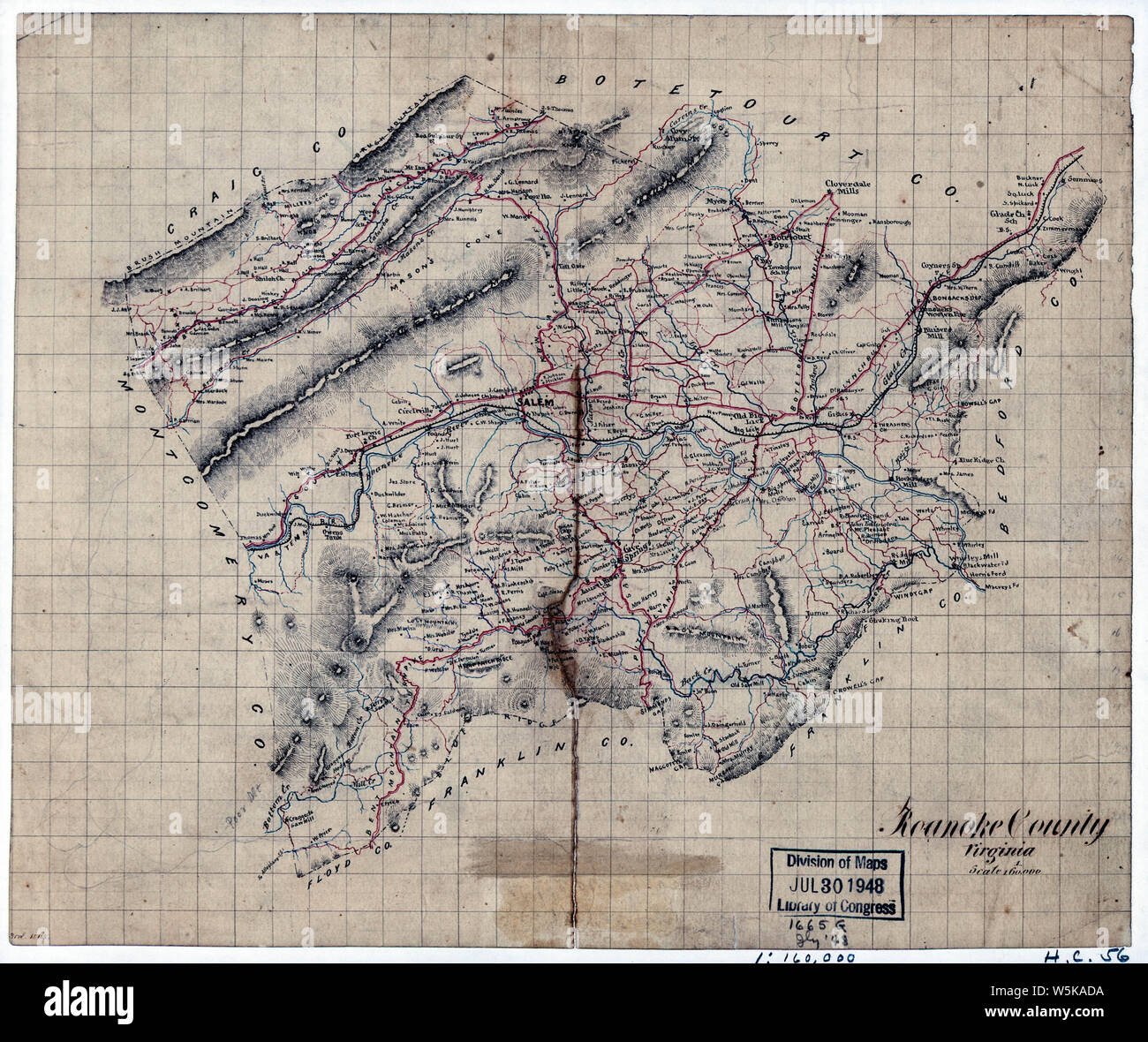Roanoke county map hi-res stock photography and images - Alamy