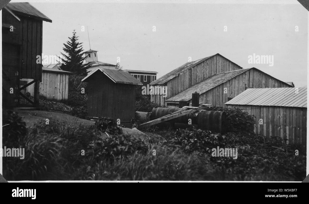 Cannery warehouse damaged; (view) showing boilers neglected Stock Photo Alamy