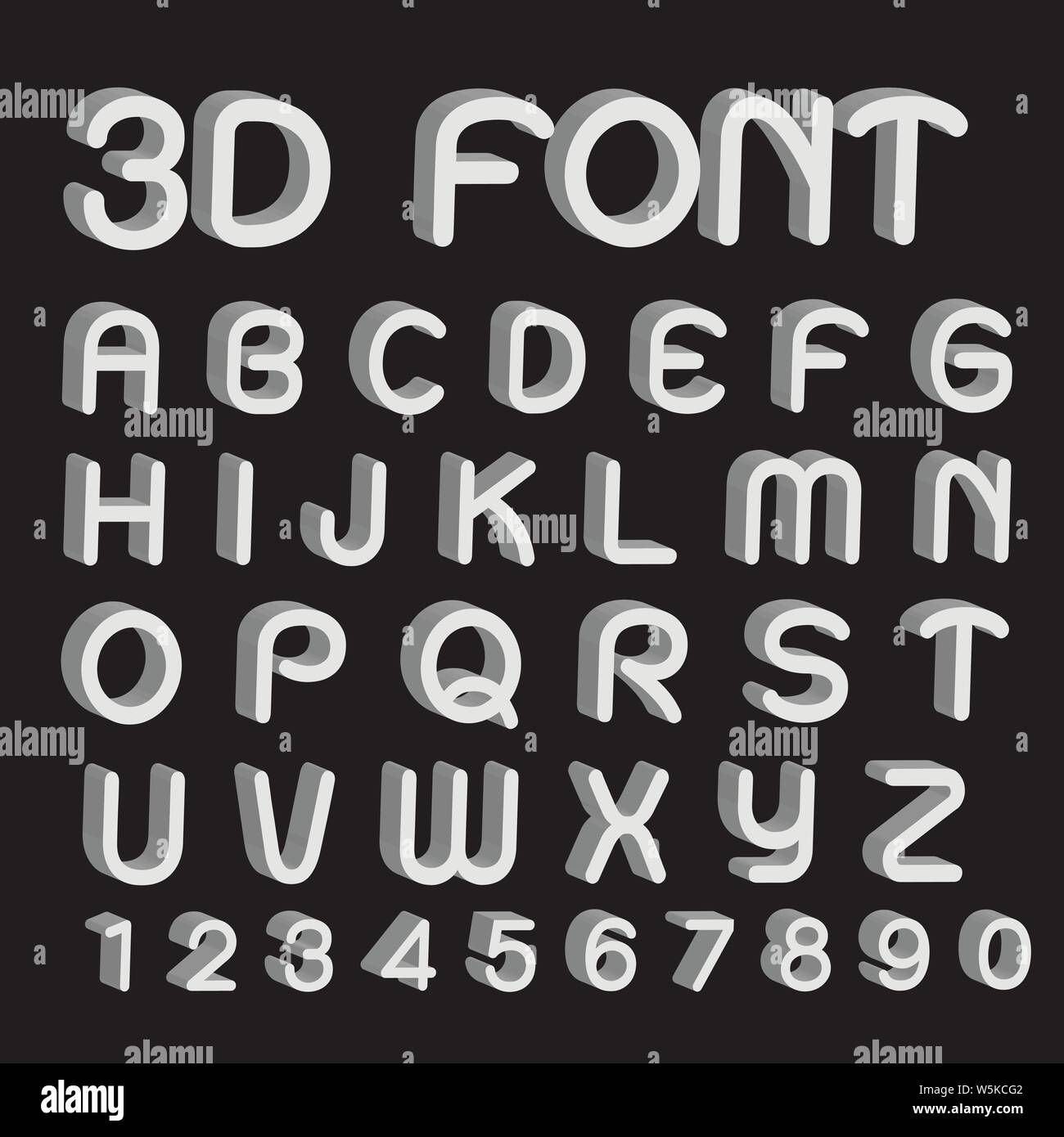 3D font letters and numbers Stock Vector Image & Art Alamy