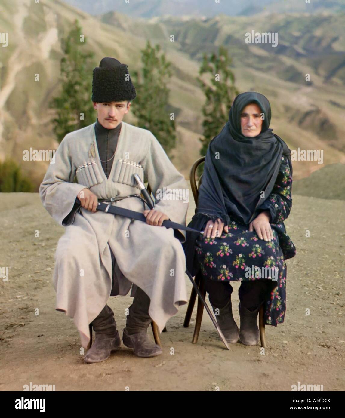 Dagestani man and woman. Stock Photo