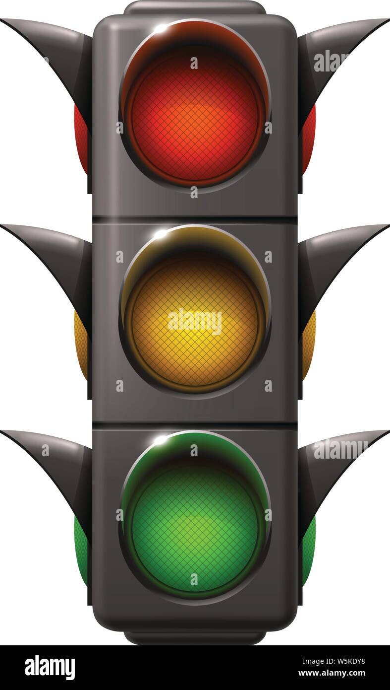 realistic traffic light isolated on white Stock Vector