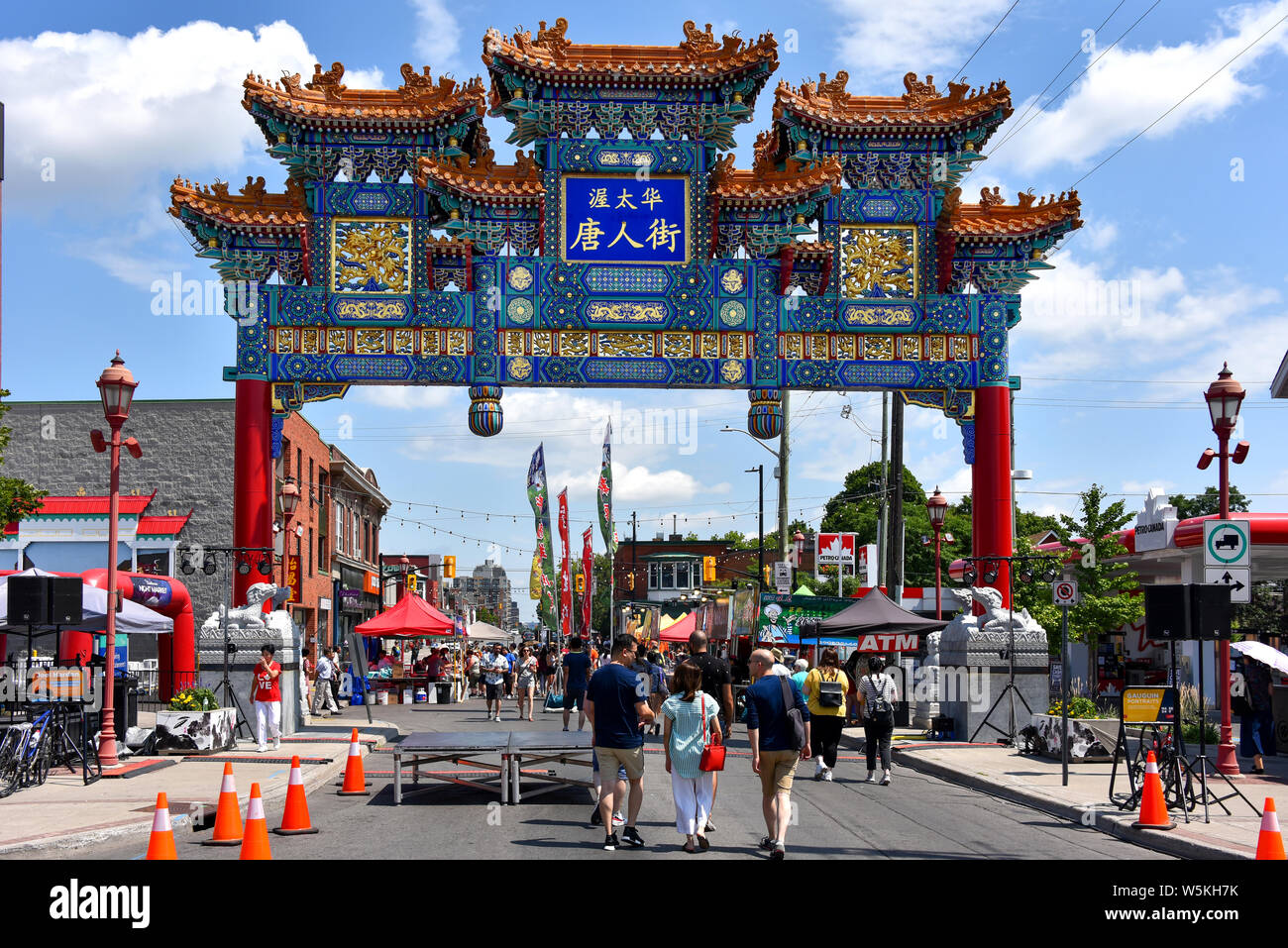 Ottawa, Canada - July 28, 2019:  A crowd of people enjoying the weekend long Ottawa Asian Fest featuring Asian cuisine and culture underway by the roy Stock Photo