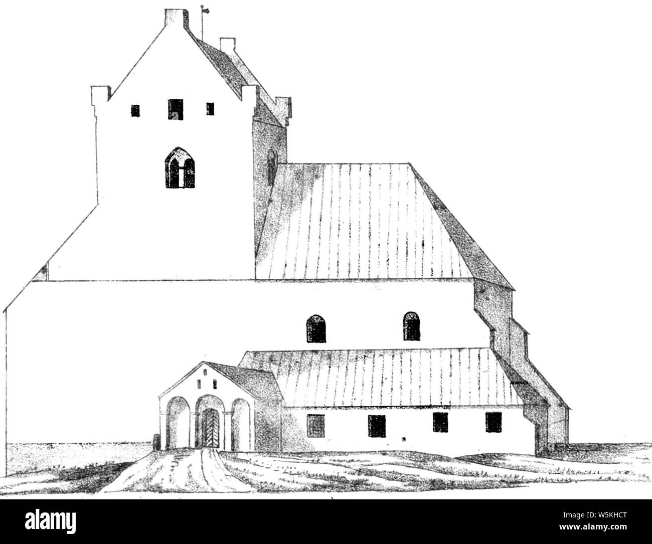 Dalby kyrka skiss 1830 Stock Photo Alamy