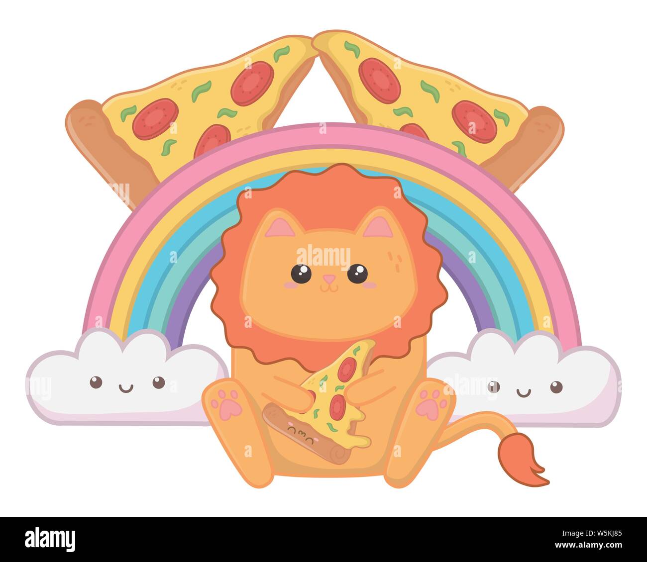 Lion cartoon design, Kawaii expression cute character funny and ...