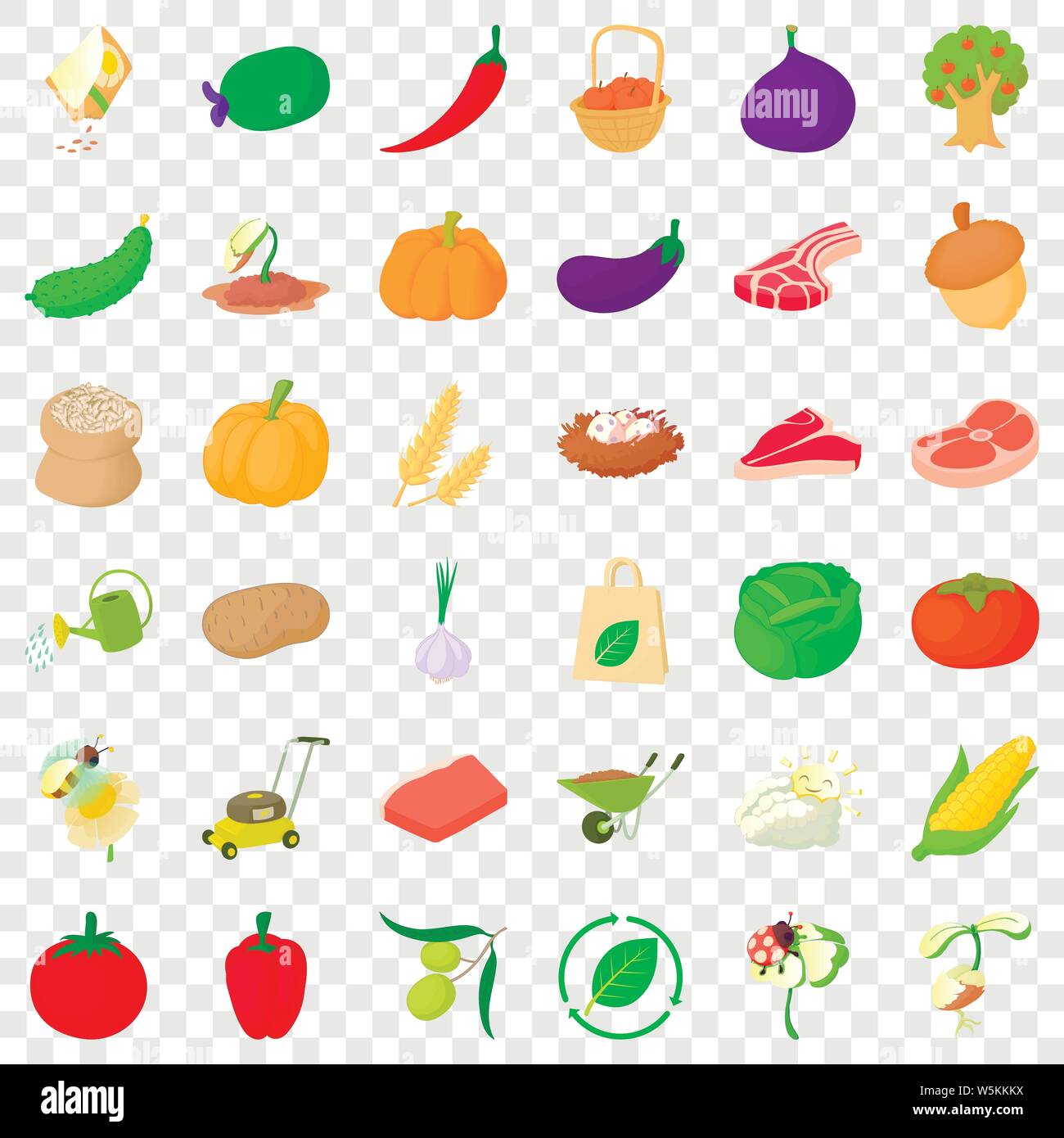 Farming icons set, isometric style Stock Vector