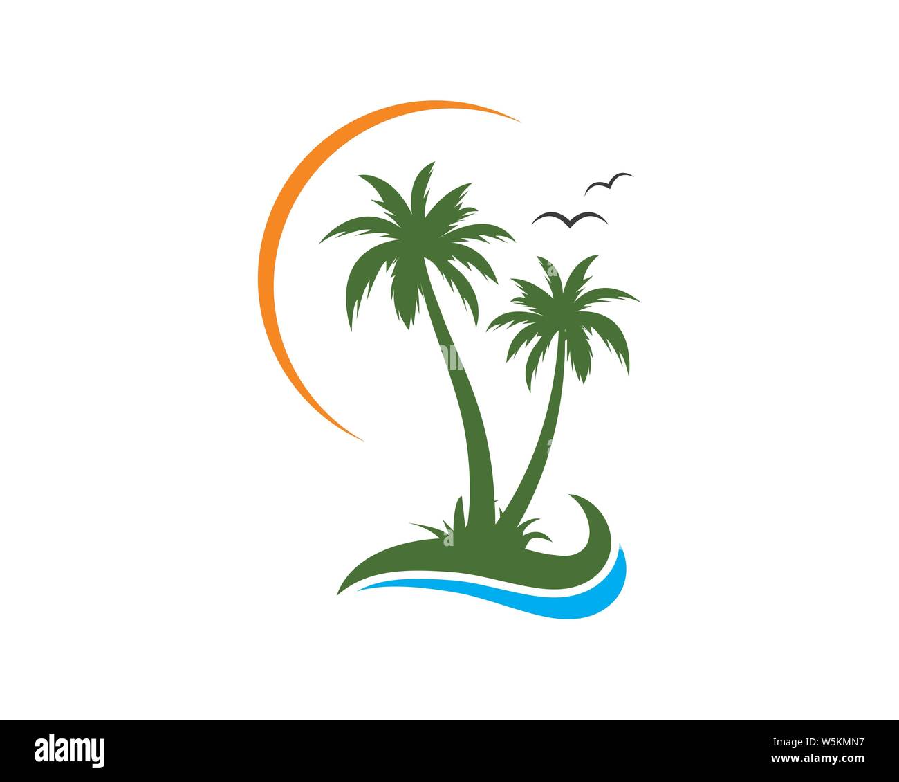 Palm tree icon of summer and travel logo vector illustration design Stock Photo