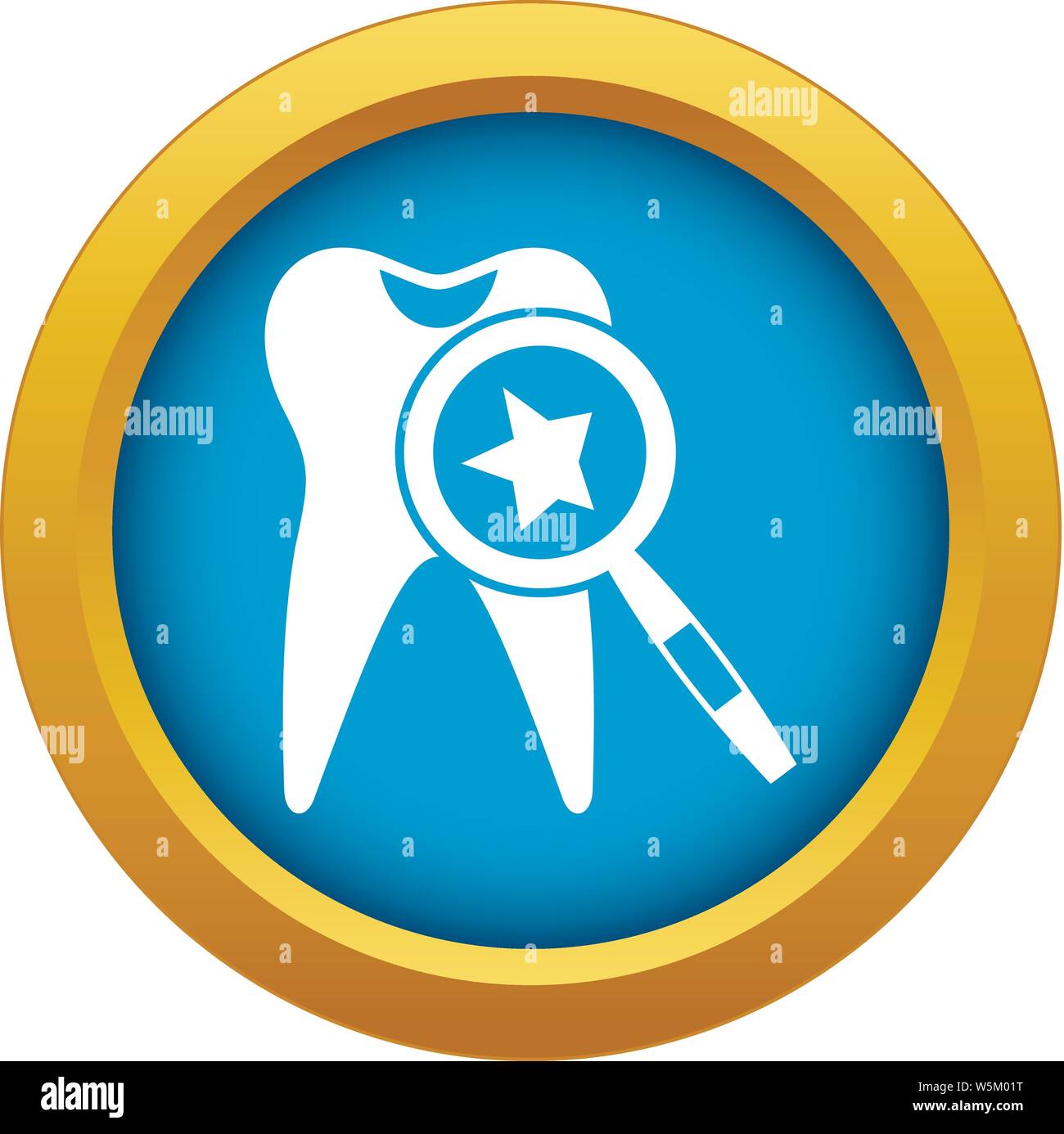 Tooth with magnifying glass icon blue vector isolated Stock Vector ...