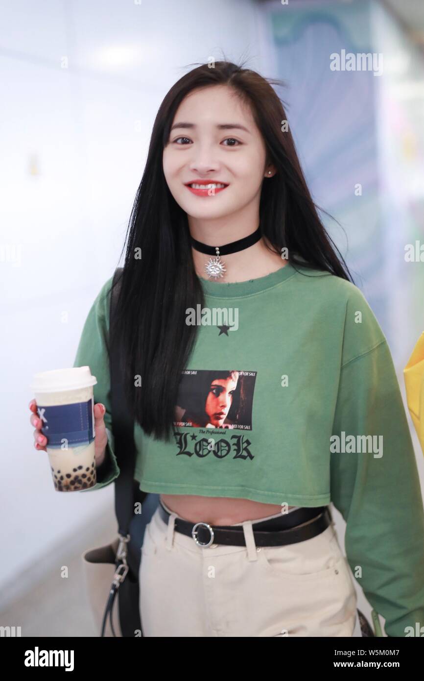Chinese singer and actress Pinky Zhou or Zhou Jieqiong arrives at the