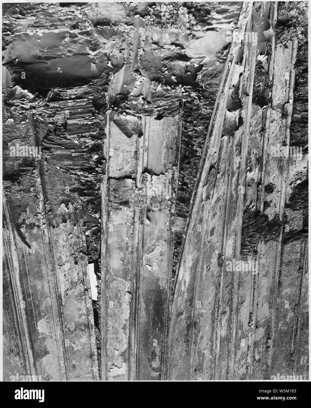 Detail showing action of sheet piling driven in compact clay.; Scope and content:  Photograph from Volume Two of a series of photo albums documenting the construction of the Grand Coulee Dam and related work on the Columbia Basin Project. Stock Photo