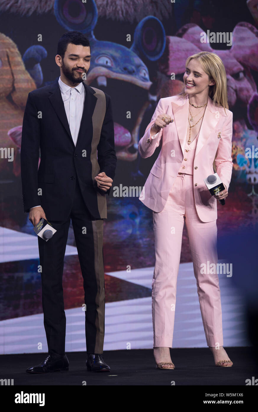 American actress Kathryn Newton, right, and actor Justice Smith attend