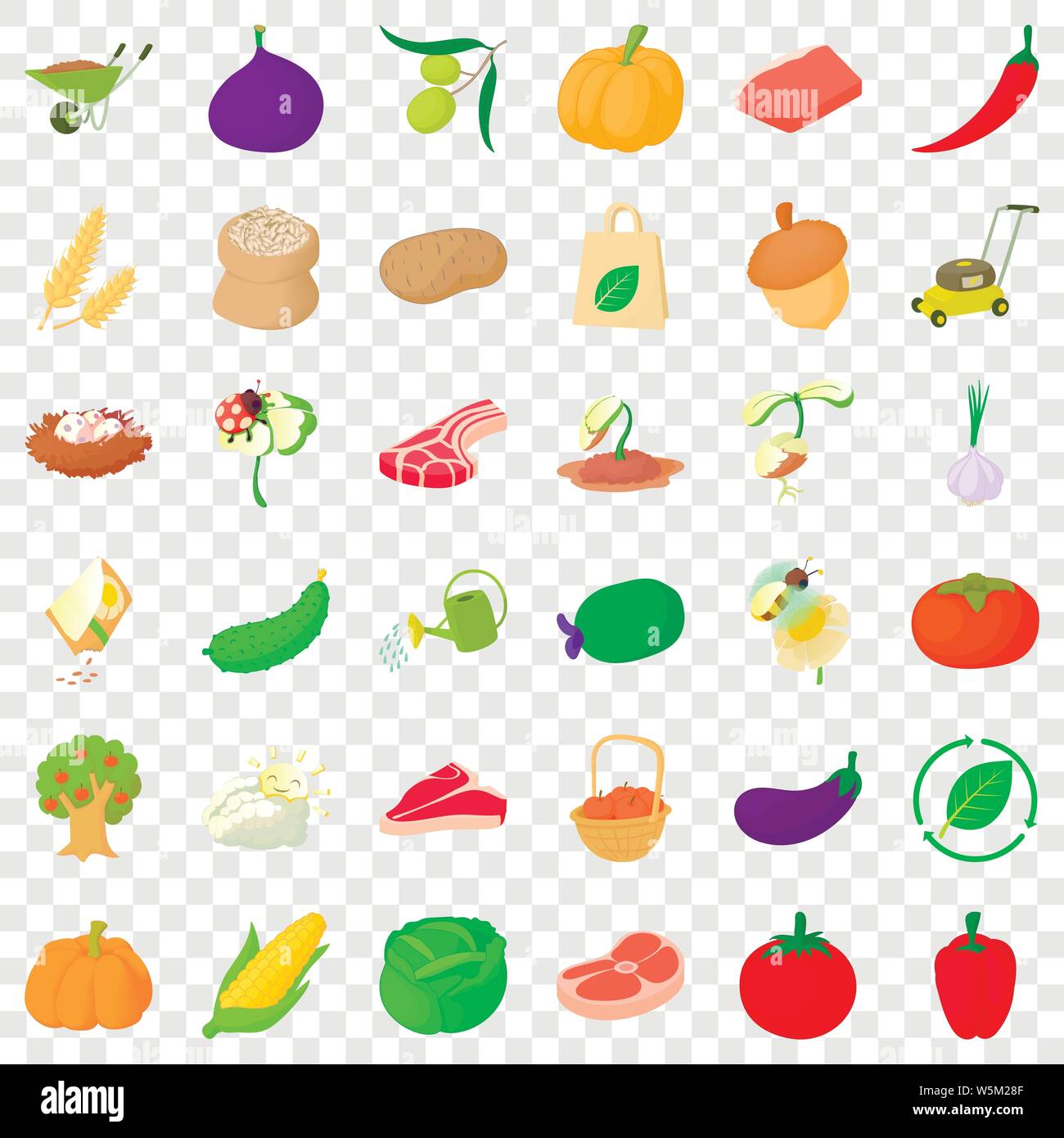 Autumn icons set, isometric style Stock Vector