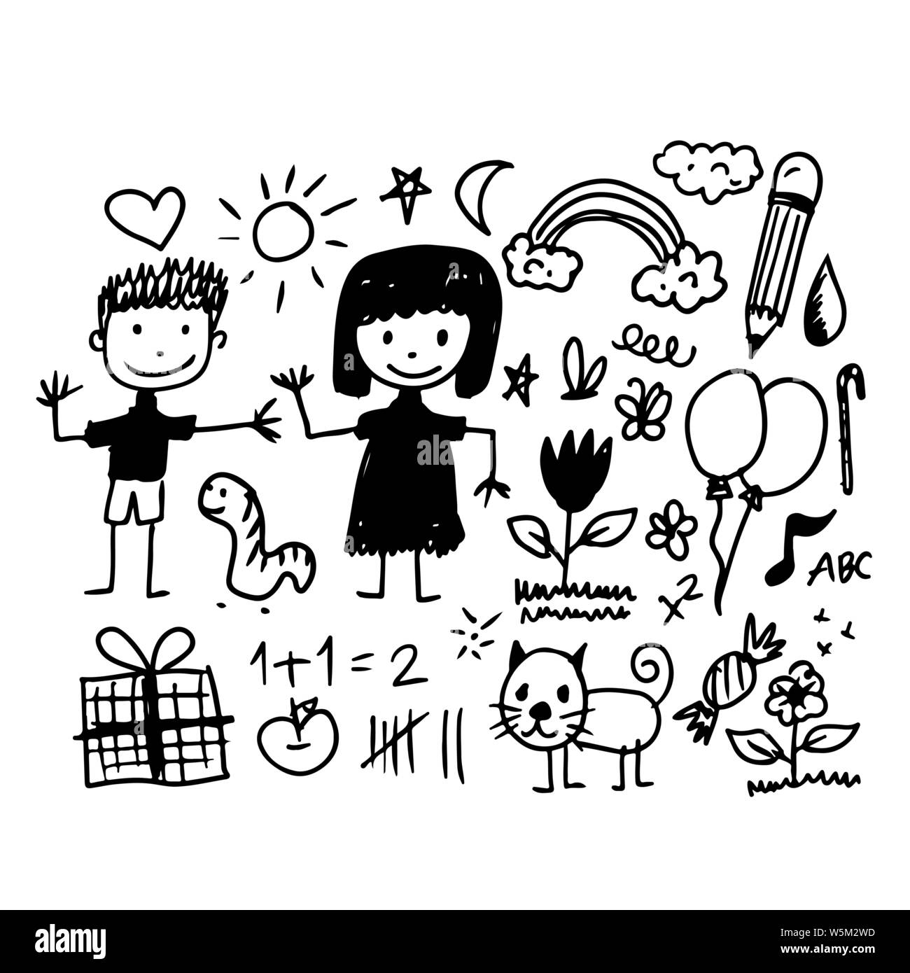 Children hand draw doodle icon Stock Vector Image & Art - Alamy
