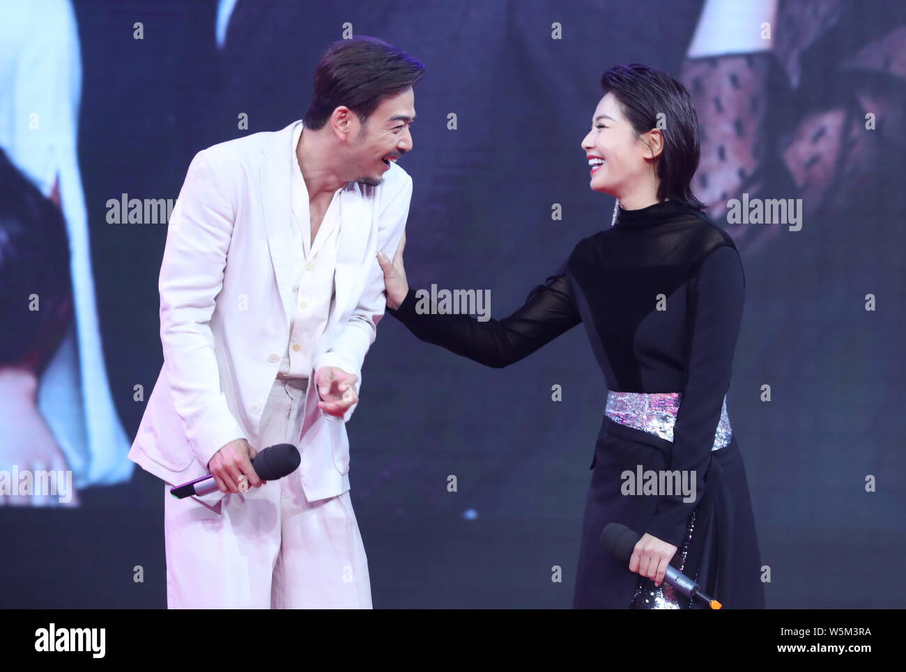 Chinese actress Liu Tao and actor Yang Shuo attend a press conference ...